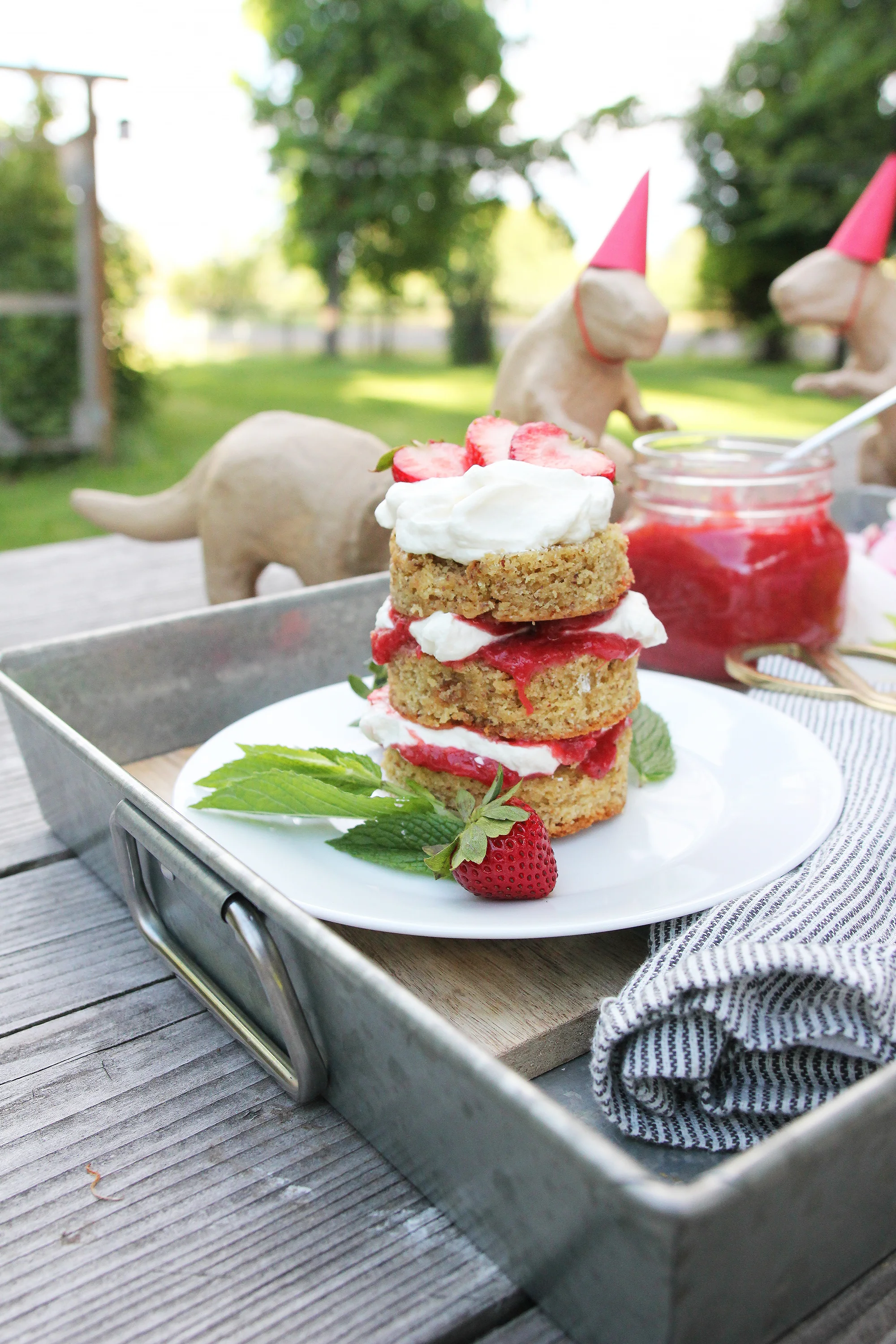 Almond Cake with Rhubarb Strawberry Preserves