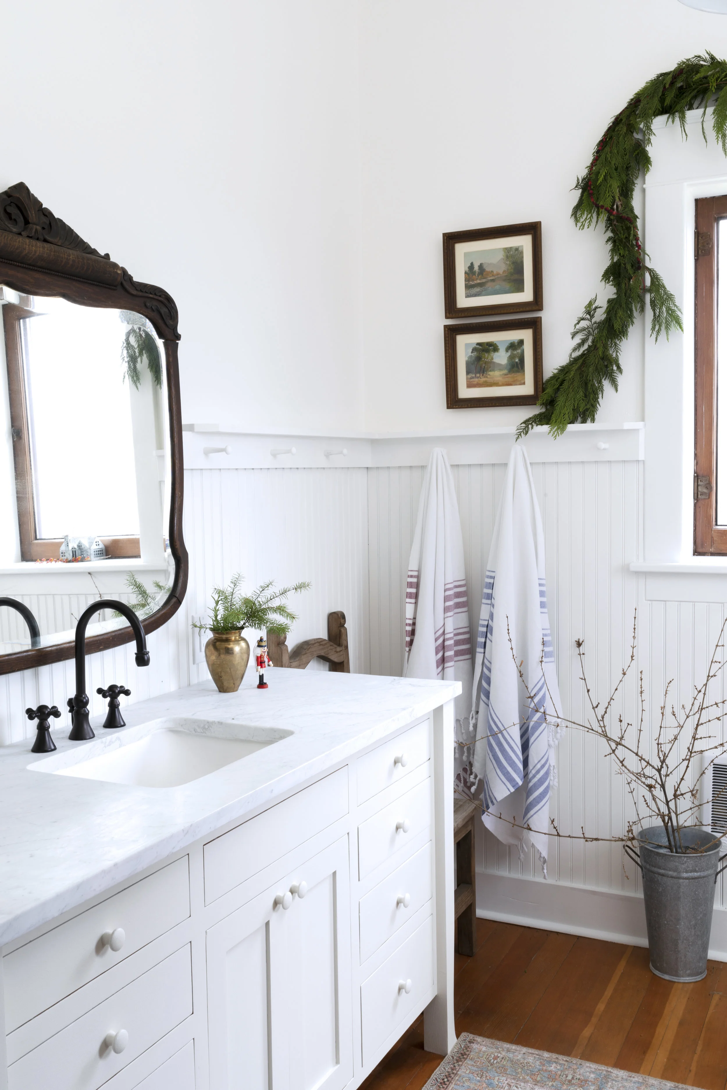The Grit and Polish - Farmhouse Bathroom Christmas Corner.jpg