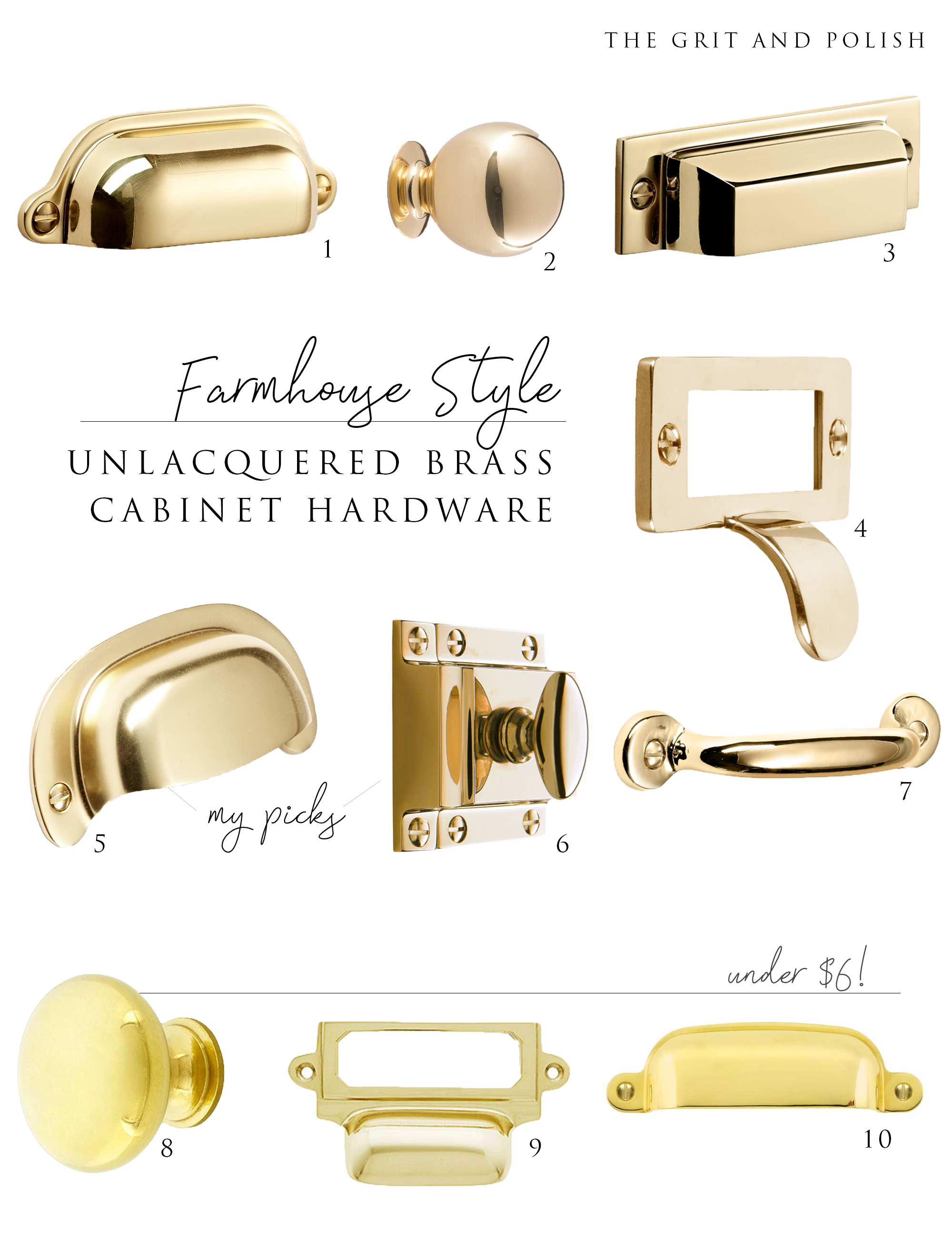 Farmhouse Kitchen // Picking our Unlacquered Brass Hardware — The Grit and  Polish