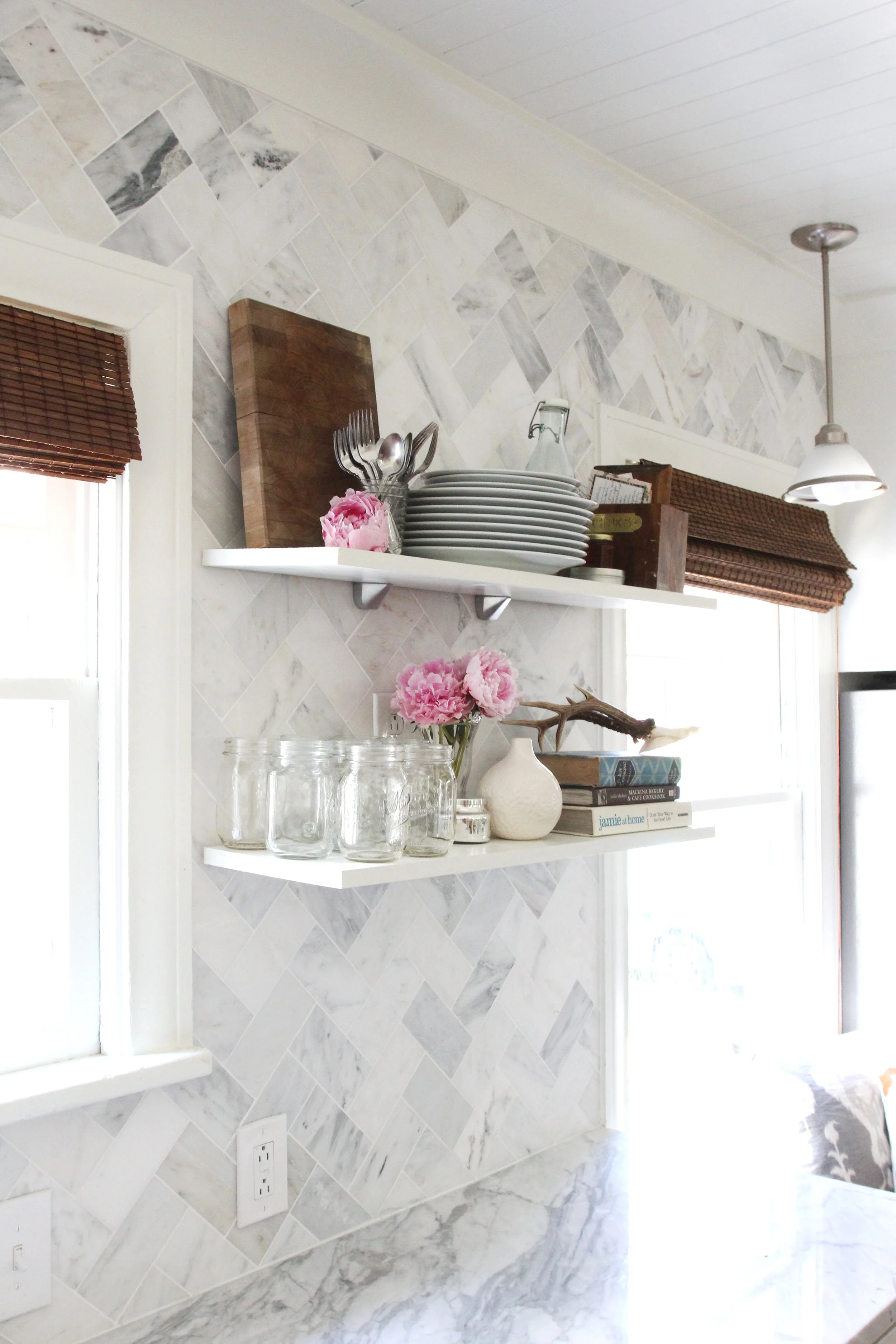 DIY // Installing Kitchen Shelves Over A Tile Backsplash — The Grit and ...