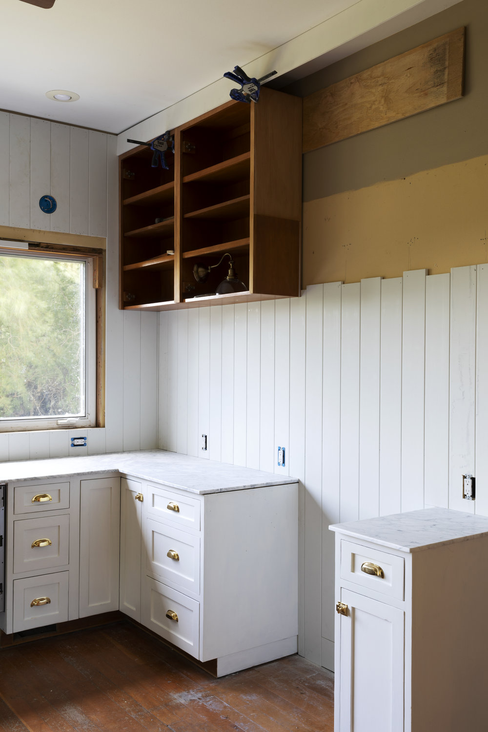 Wood paneling in kitchen