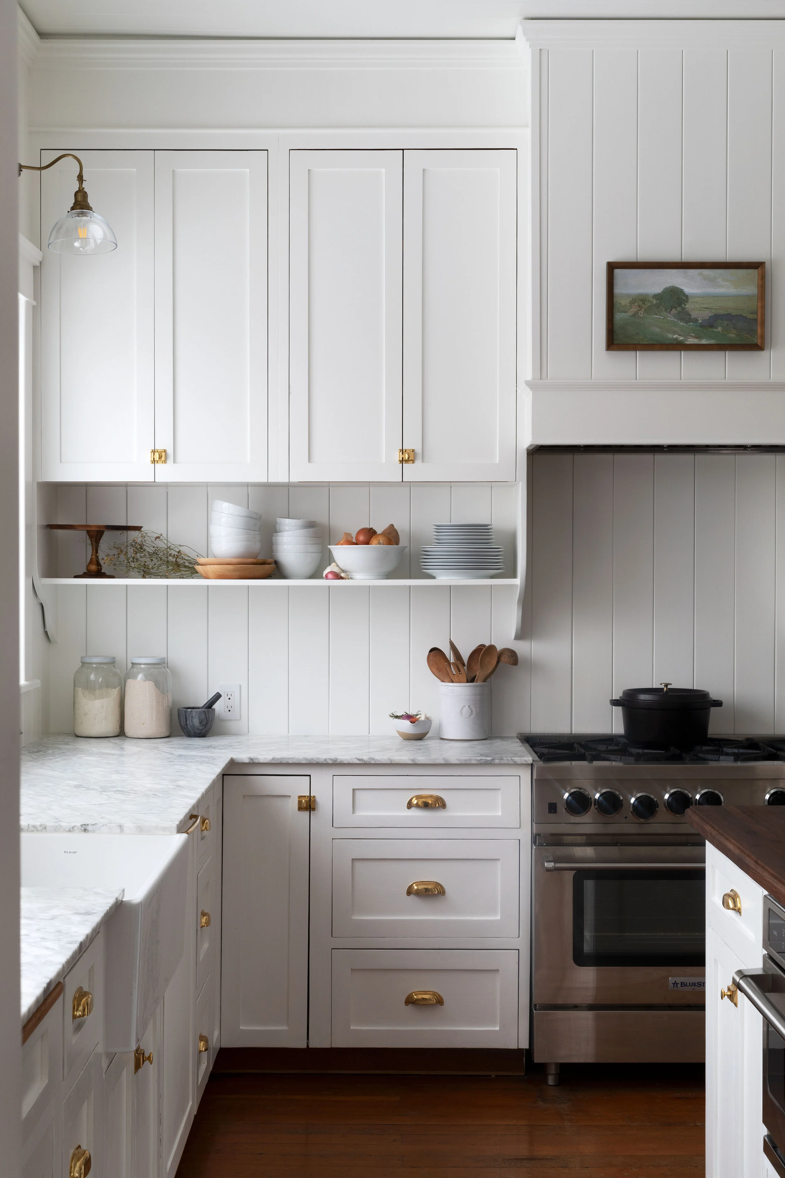 Farmhouse Kitchen // Adding A Shelf Below Our Upper Cabinets (+ other  layouts we considered) — The Grit and Polish