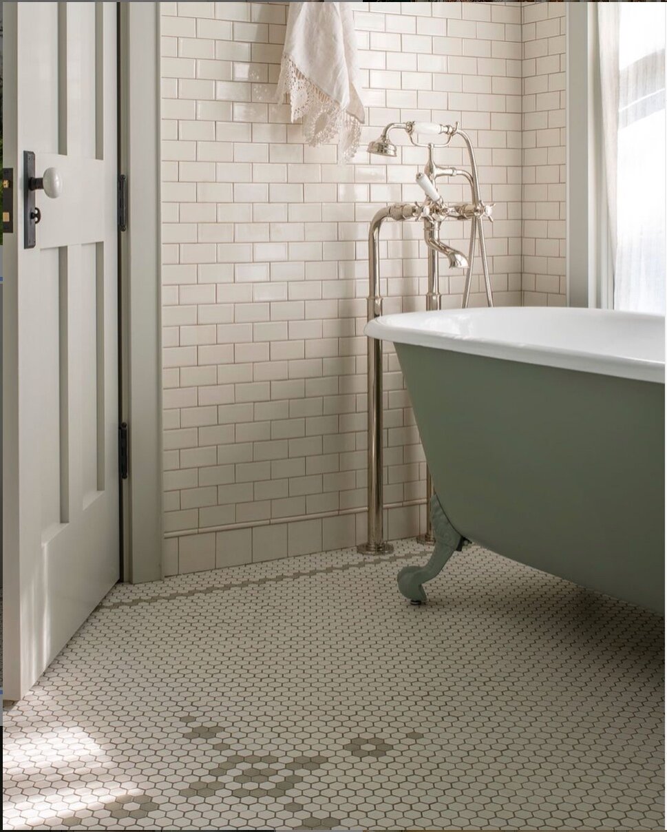 black and white bathroom floor tile hexagon