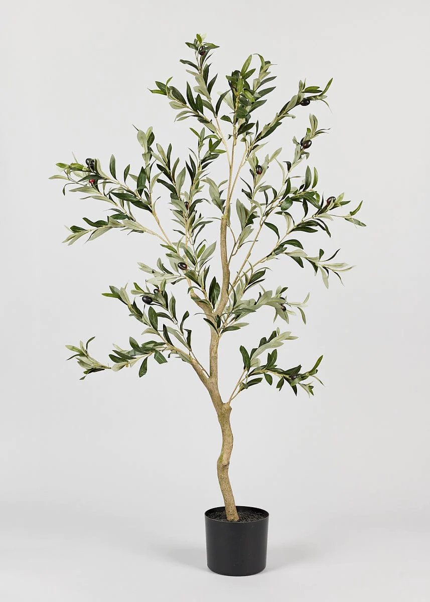 Faux olive tree in pot