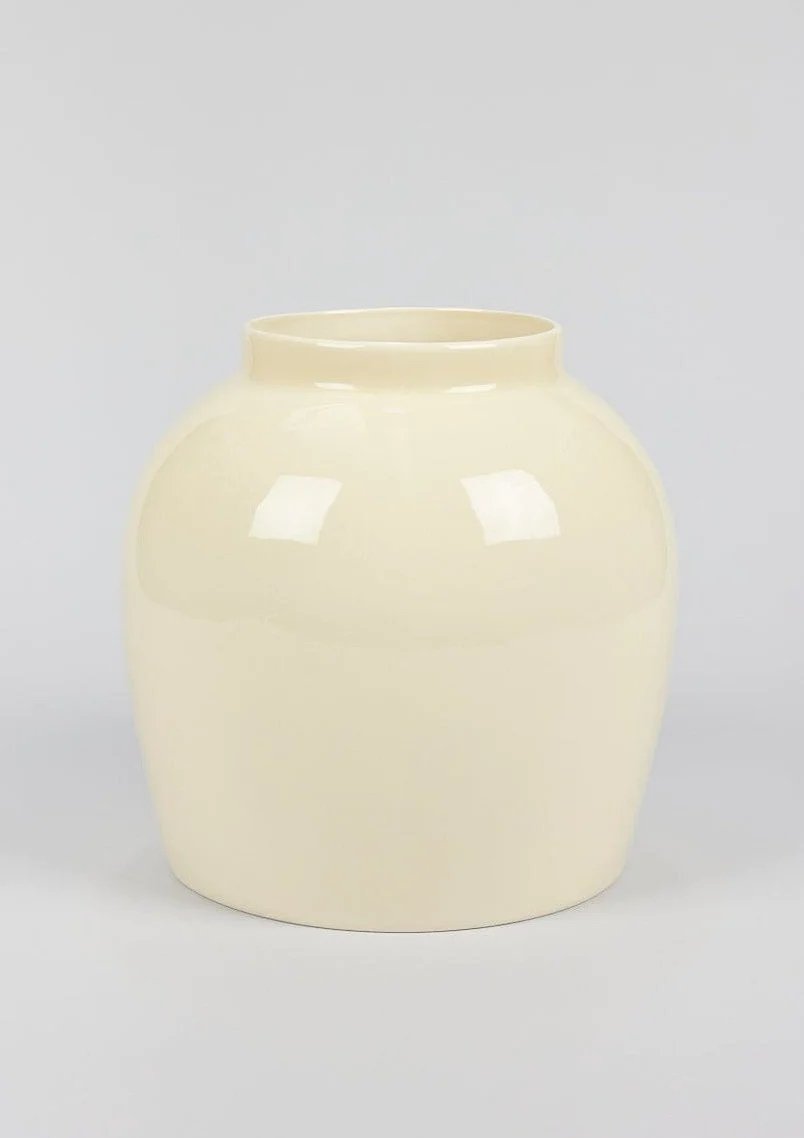 Afloral Large Tabletop Cream Glossy Ceramic Vase.jpg