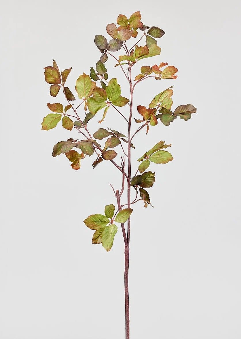 Afloral Tall Burgundy Green Faux Chestnut Leaf Branch.jpg