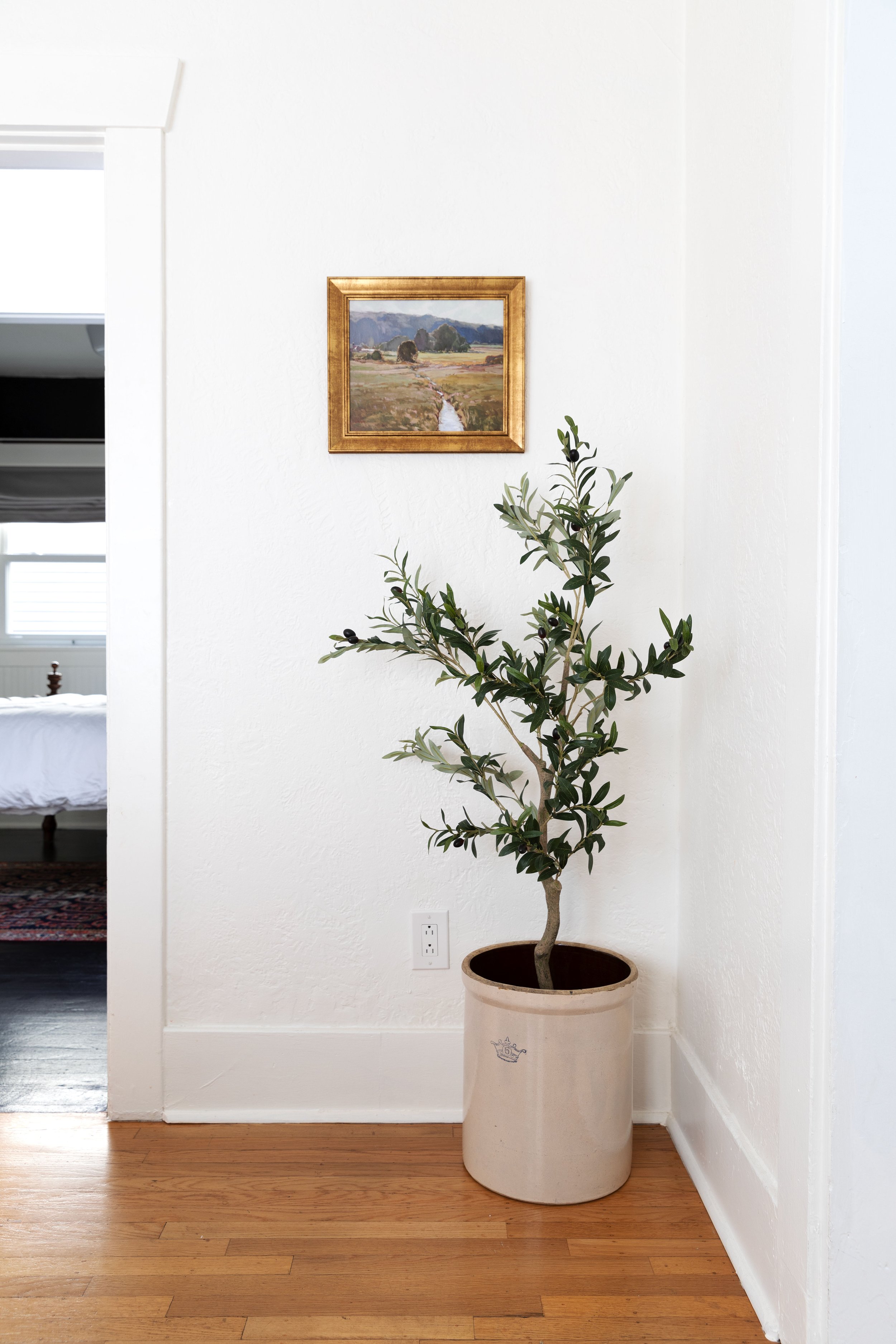 faux potted olive tree