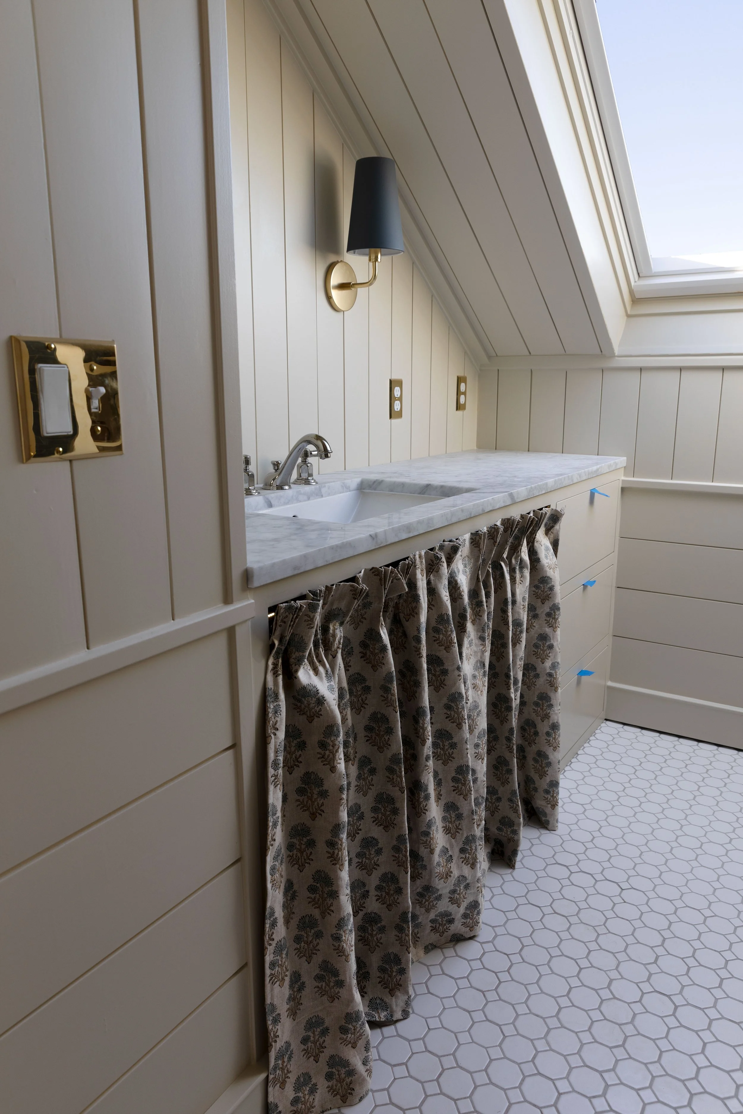 What to Do When a Bathroom Vanity Doesn’t Fit (Our Charming Cabinet Skirt Solution)