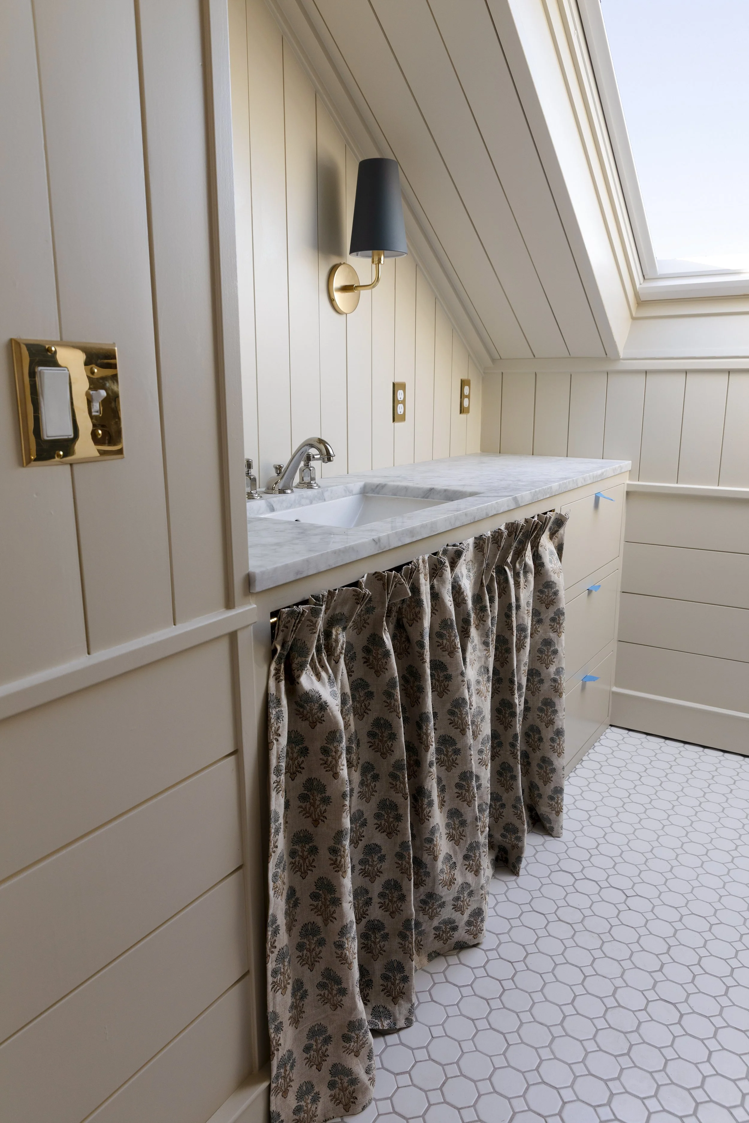 What to Do When a Bathroom Vanity Doesn’t Fit (Our Charming Cabinet Skirt Solution!)