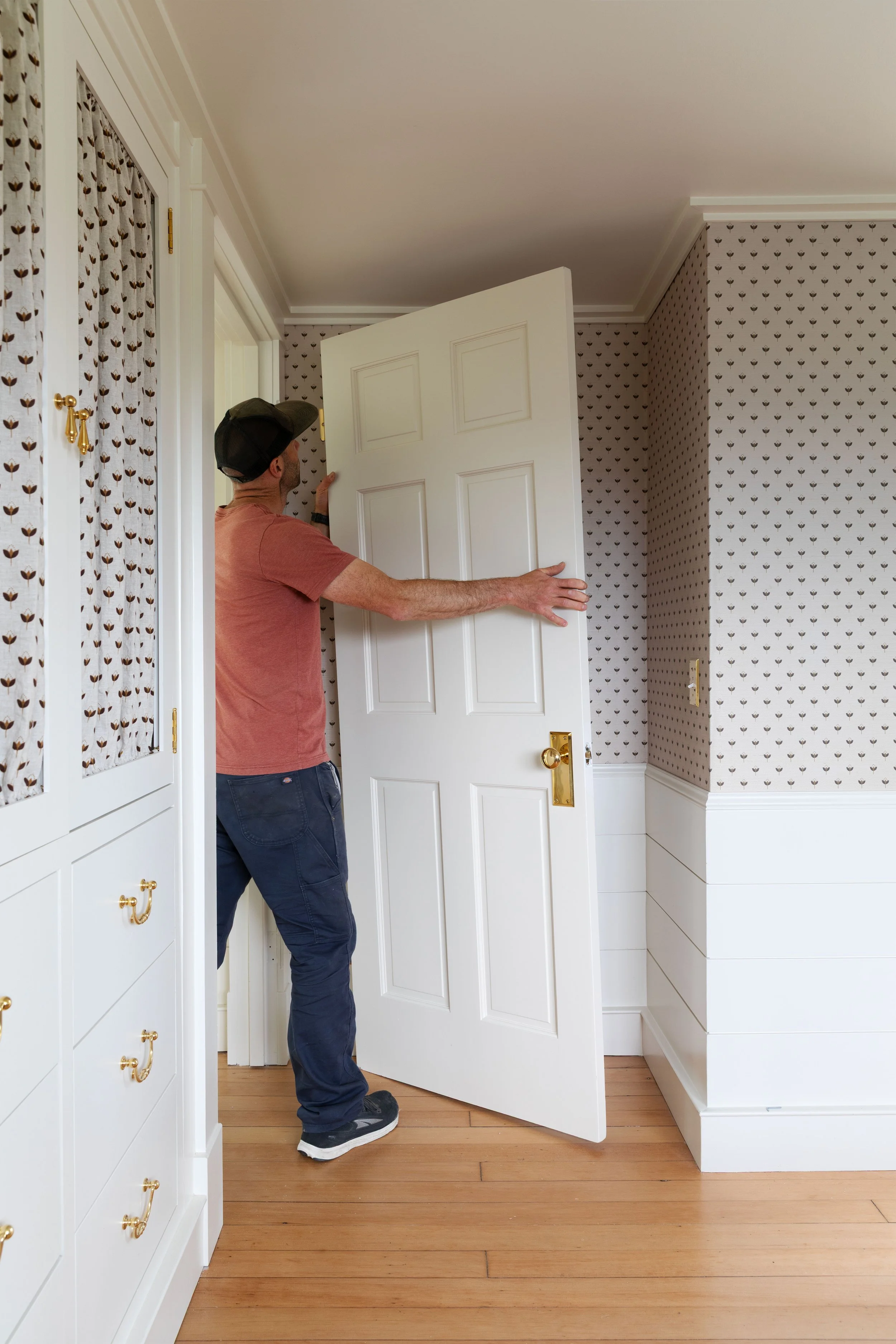 Our New (Old) Salvaged Wood Doors and Why We Chose Unlacquered Brass Door Hardware Again