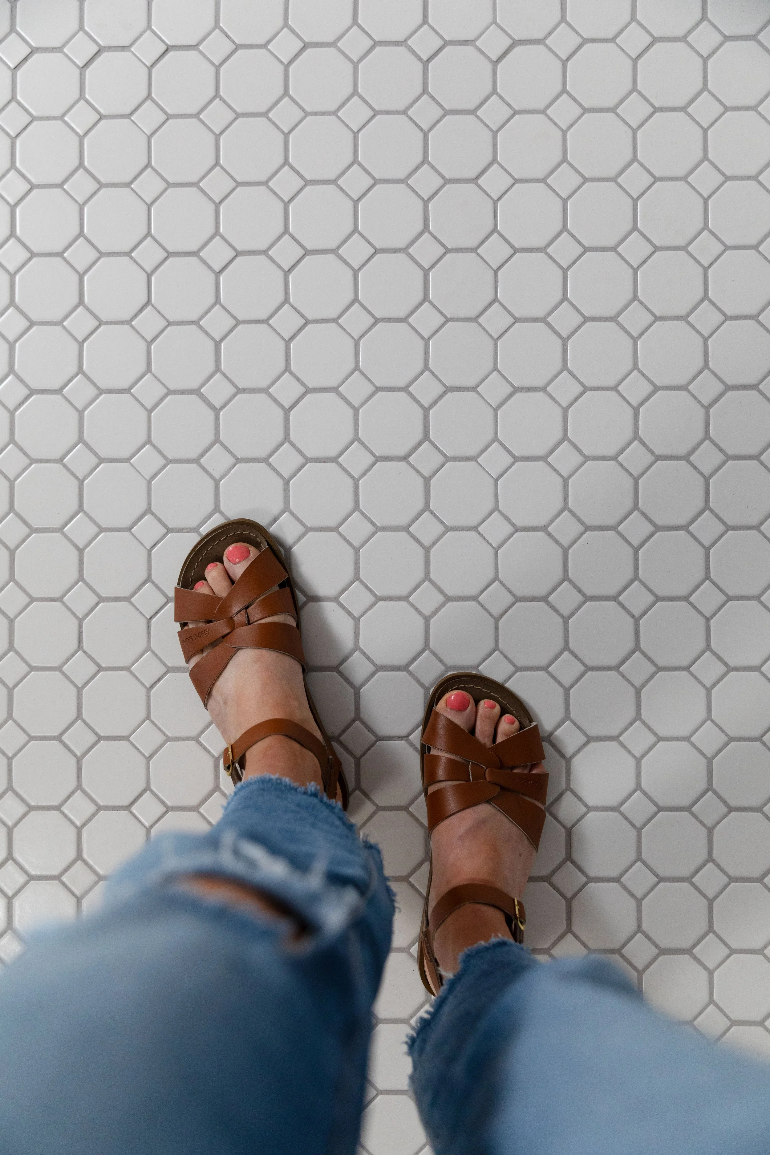 We added heated floor mats below our tile floors in the hall bathroom
