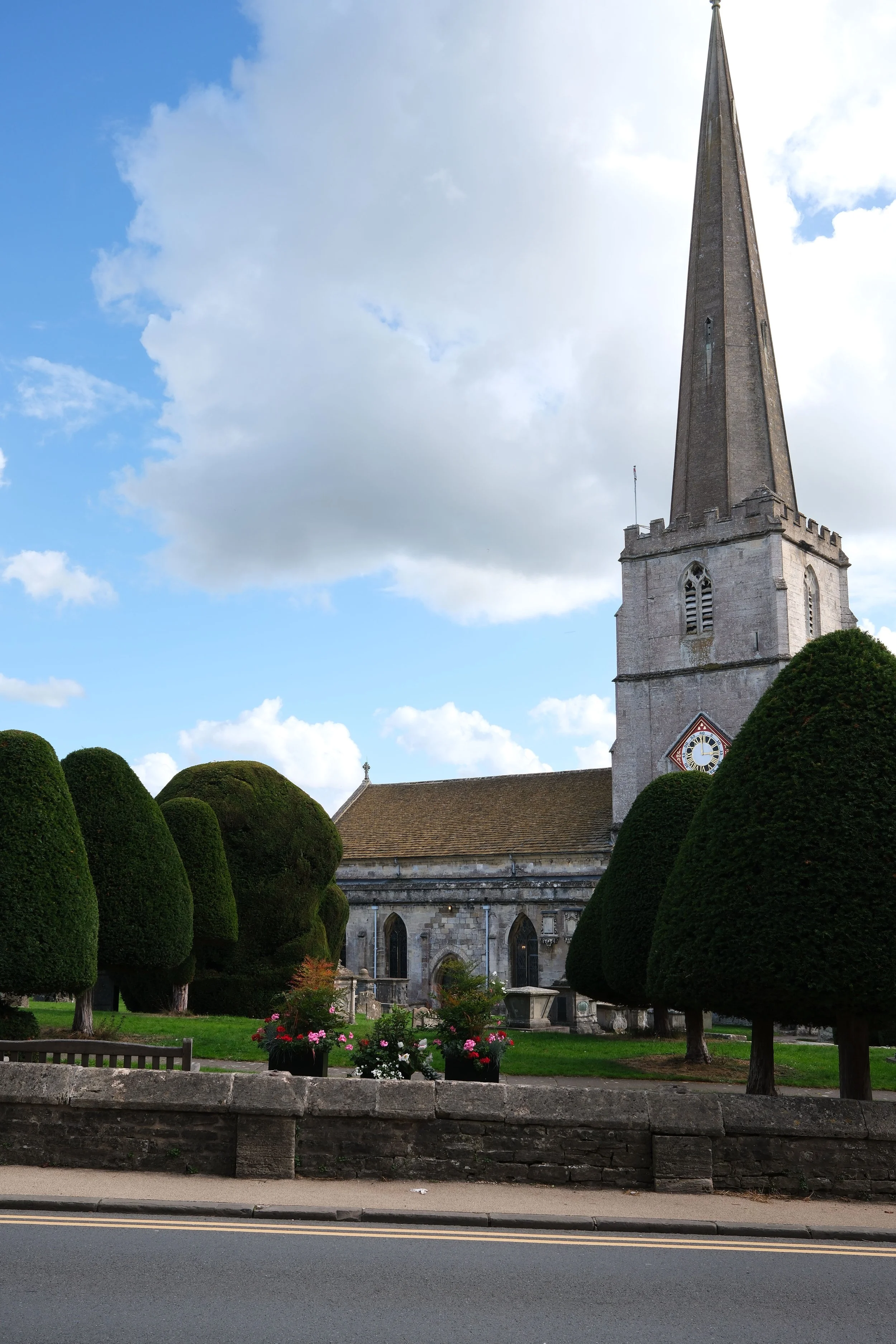 Traditional Cotswold stone church in Painswick, Gloucestershire