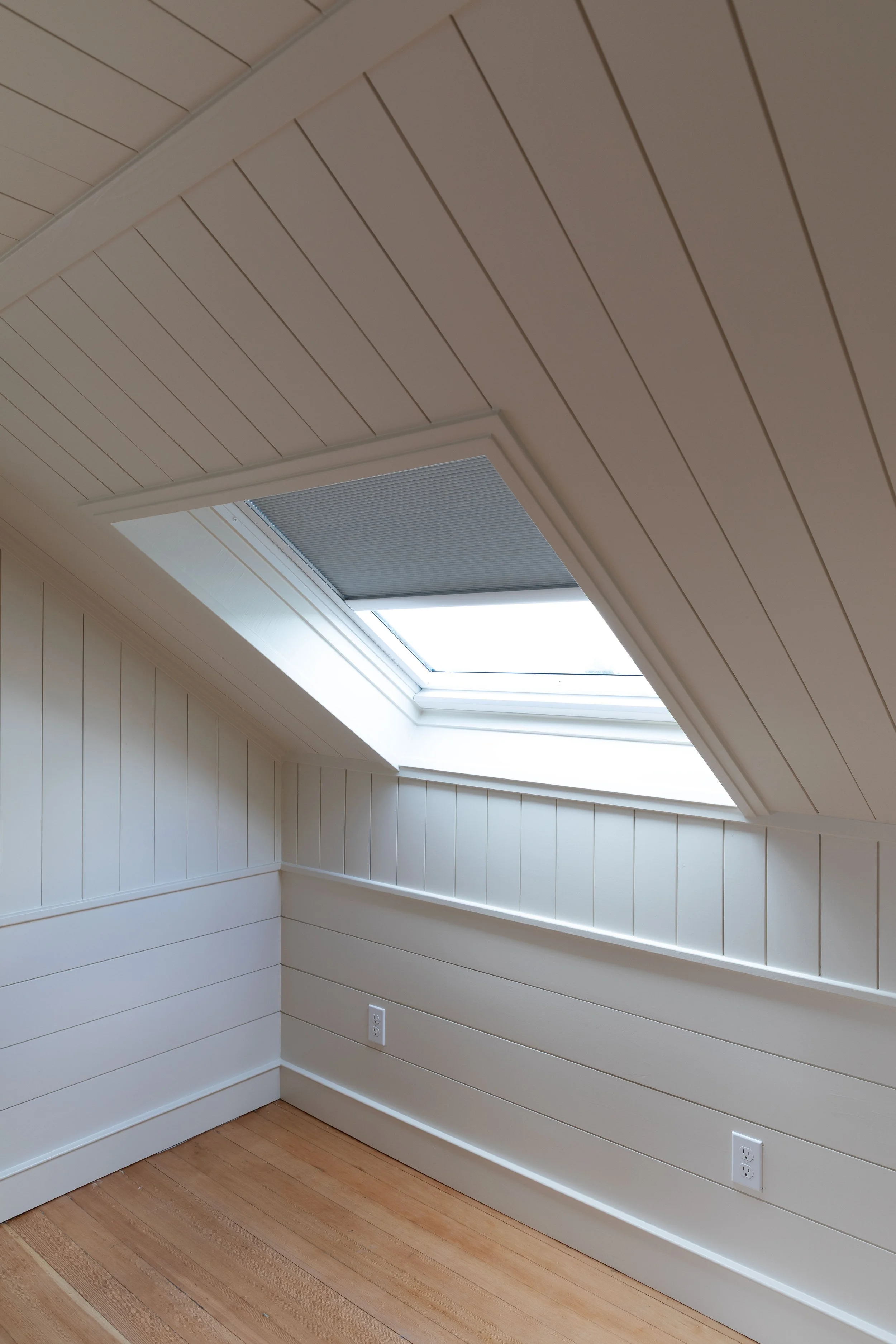 The built in shades in our VELUX skylights are operated by remote - the Grit and Polish