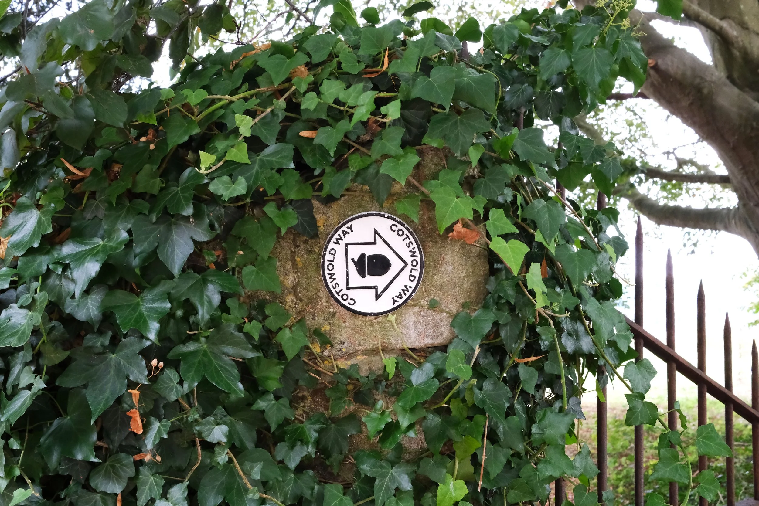 Cotswold Way National Trail sign marking the walking route in Bath