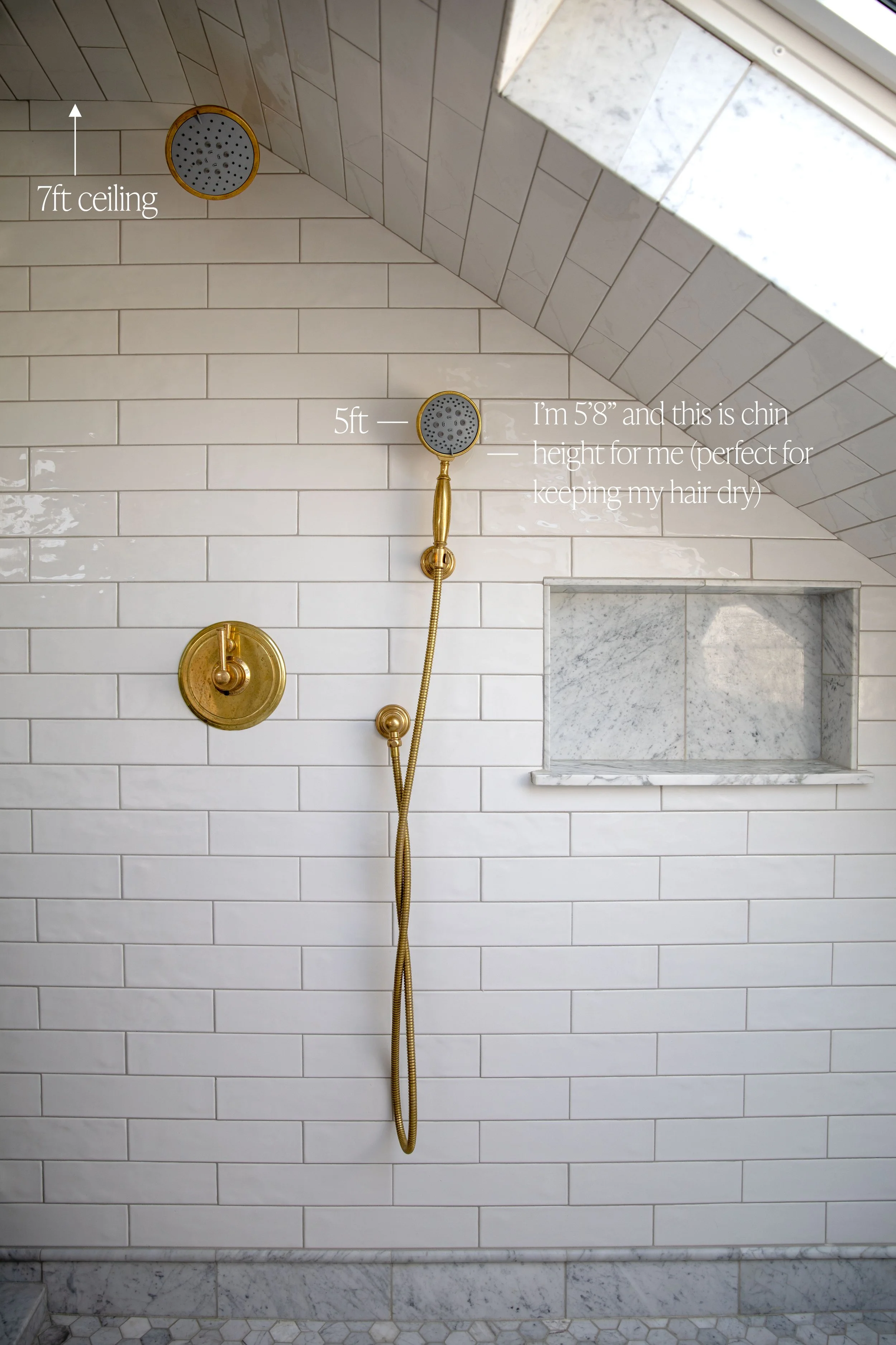 Where to place a handheld shower head