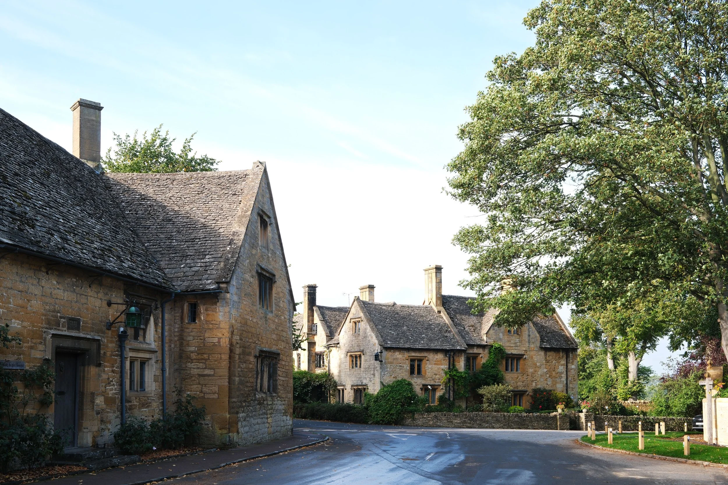 Cotswold Way trail through historic village
