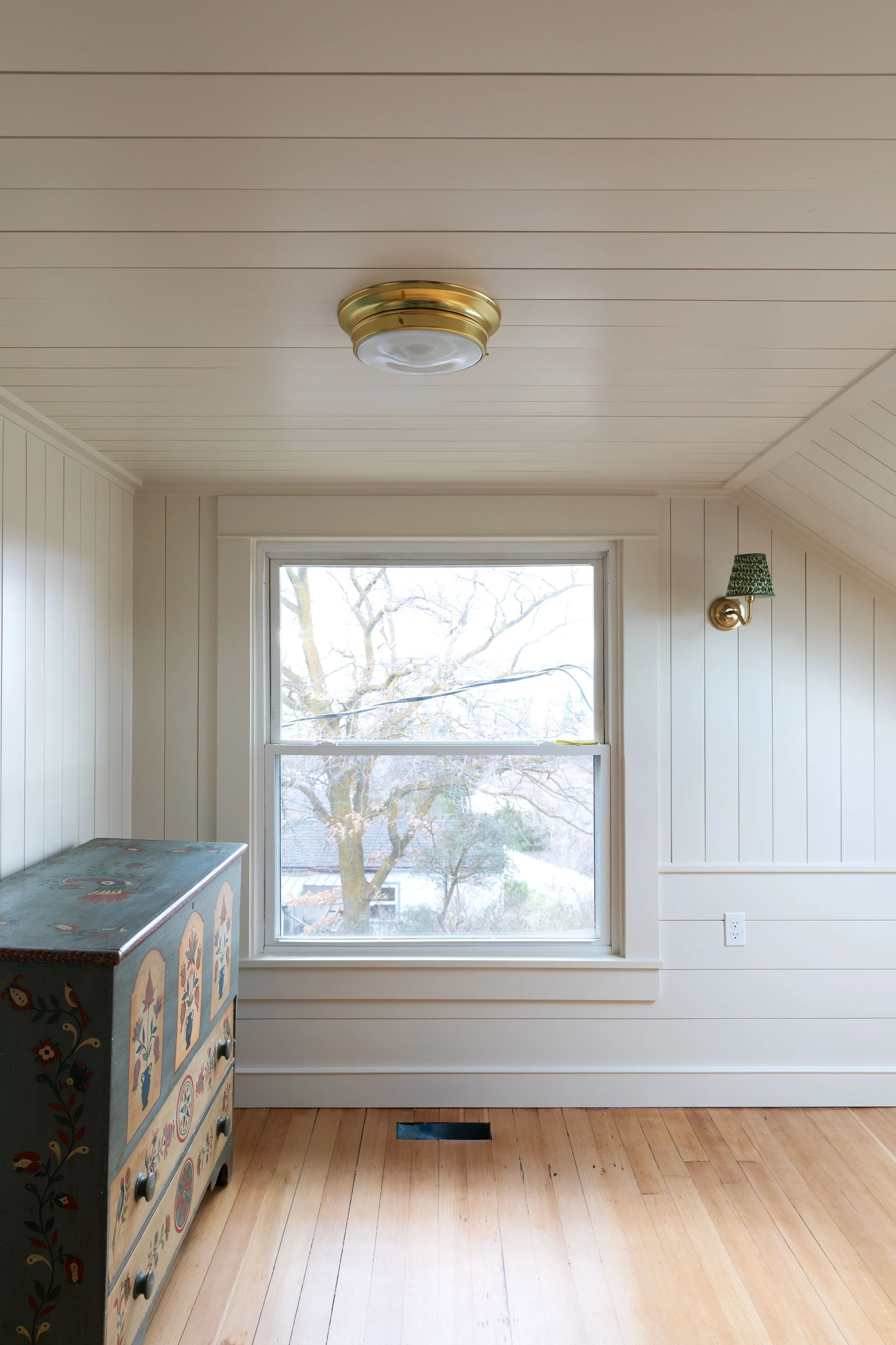 Farrow and Ball's Slipper Satin on the walls and ceilings of the snug at the Hill House