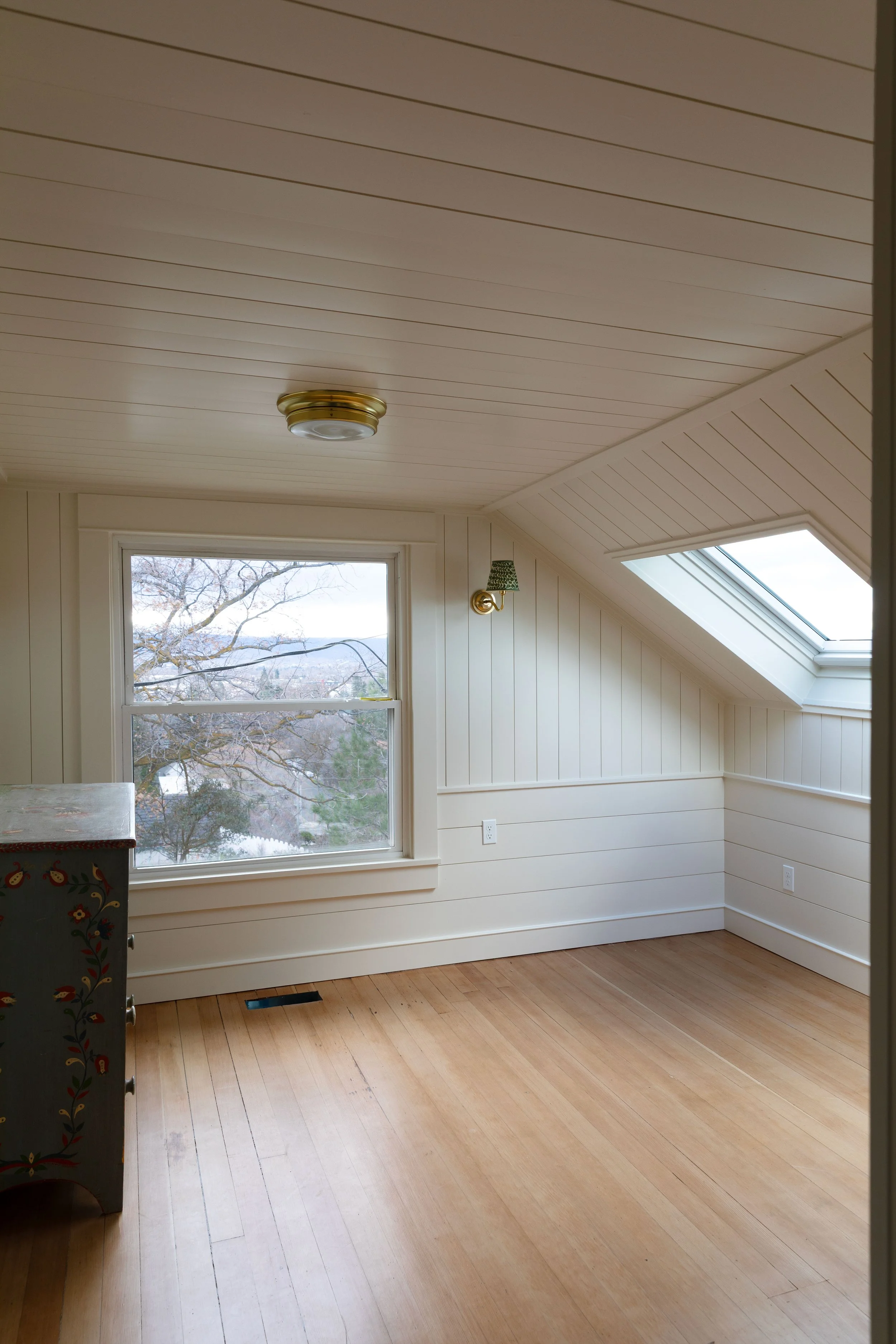 Farrow and Ball's Slipper Satin on the walls and ceilings of the snug at the Hill House