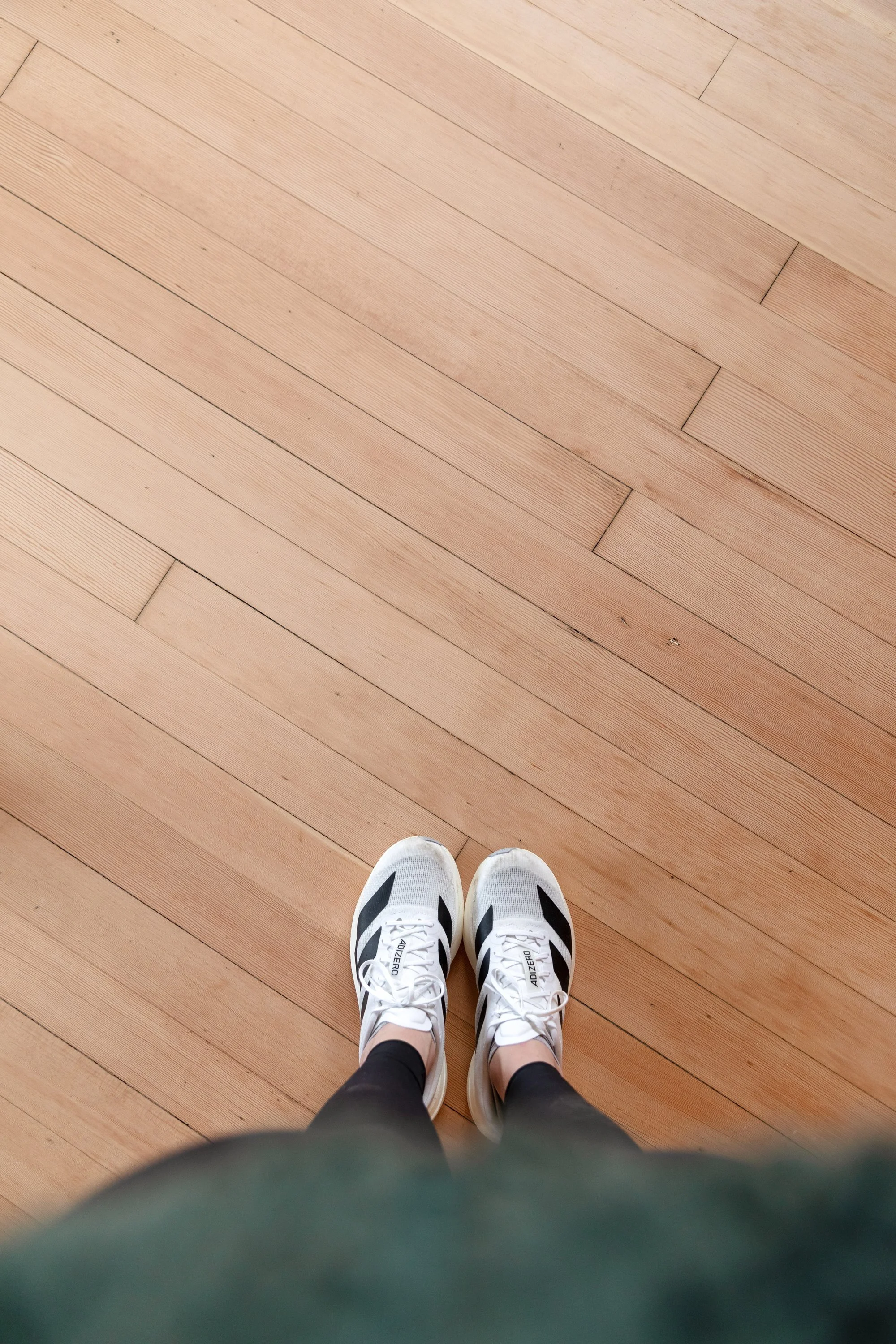 Fir floors after sanding at the Hill House, showing raw wood before finish is applied