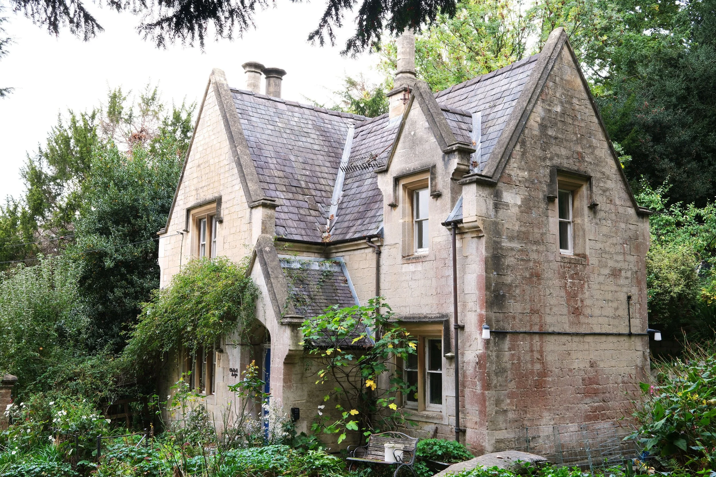 A stone cottage near Dursley along the Cotswold Way trail