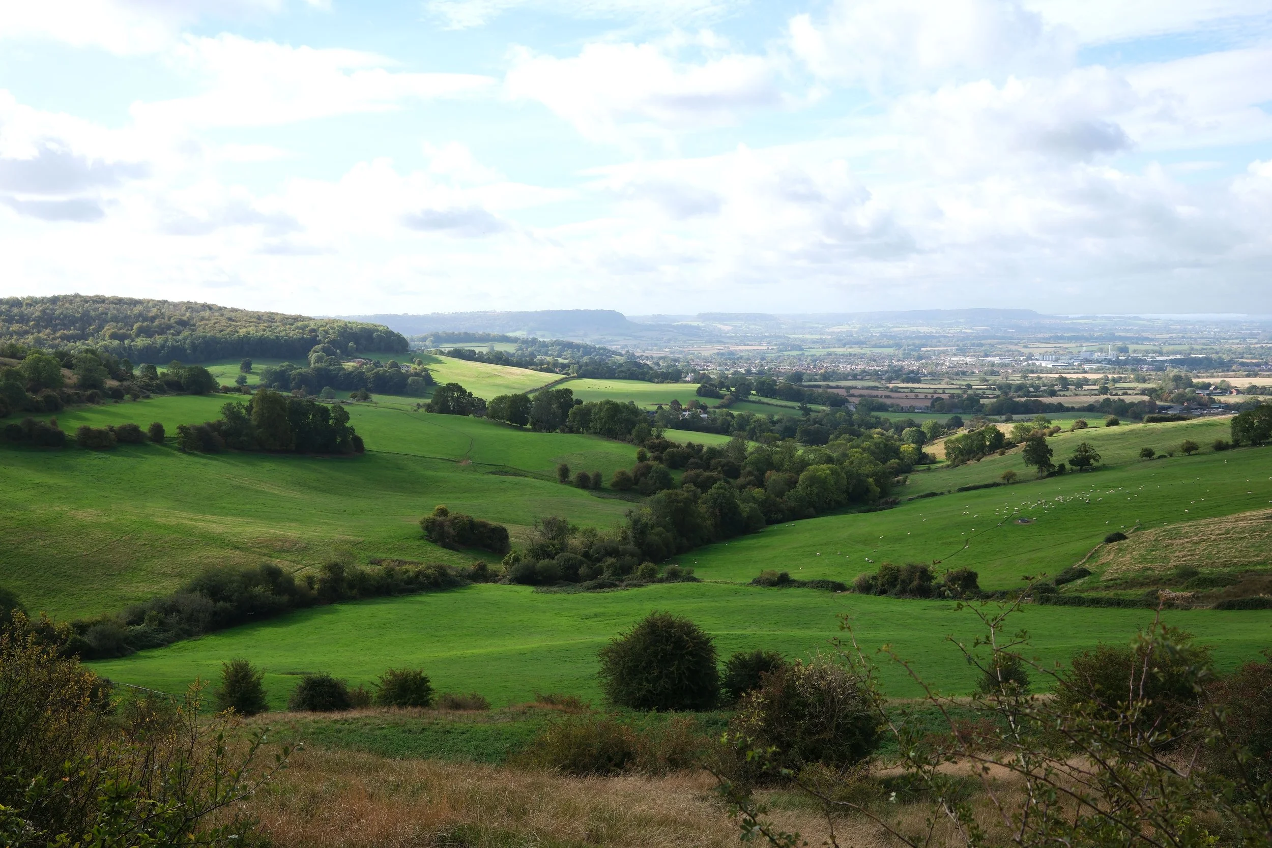 Rural walking trail between Painswick and Stonehouse on the Cotswold Way
