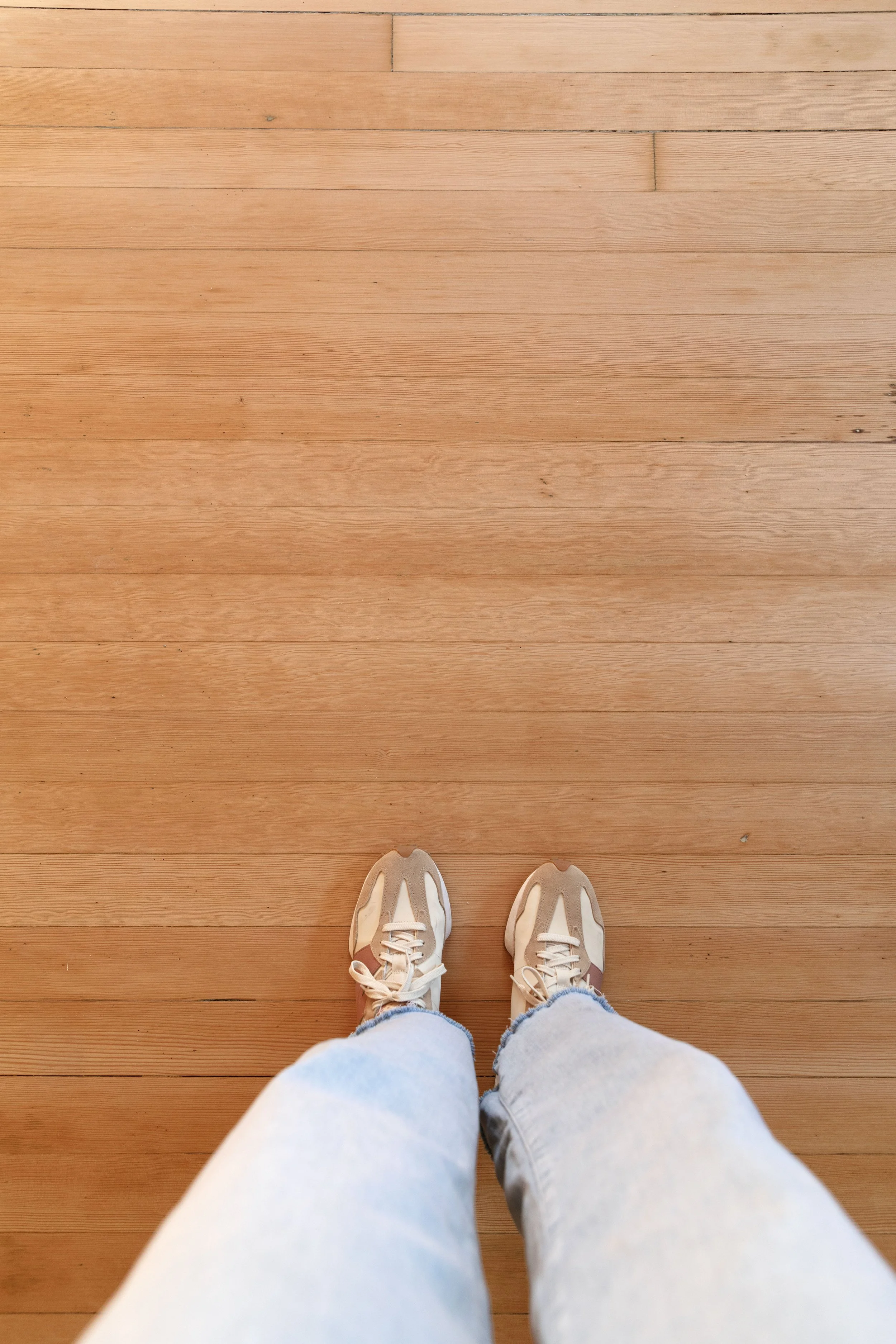 Finished fir floors at the Hill House sealed with Bona Traffic HD, showing natural grain and warm tone