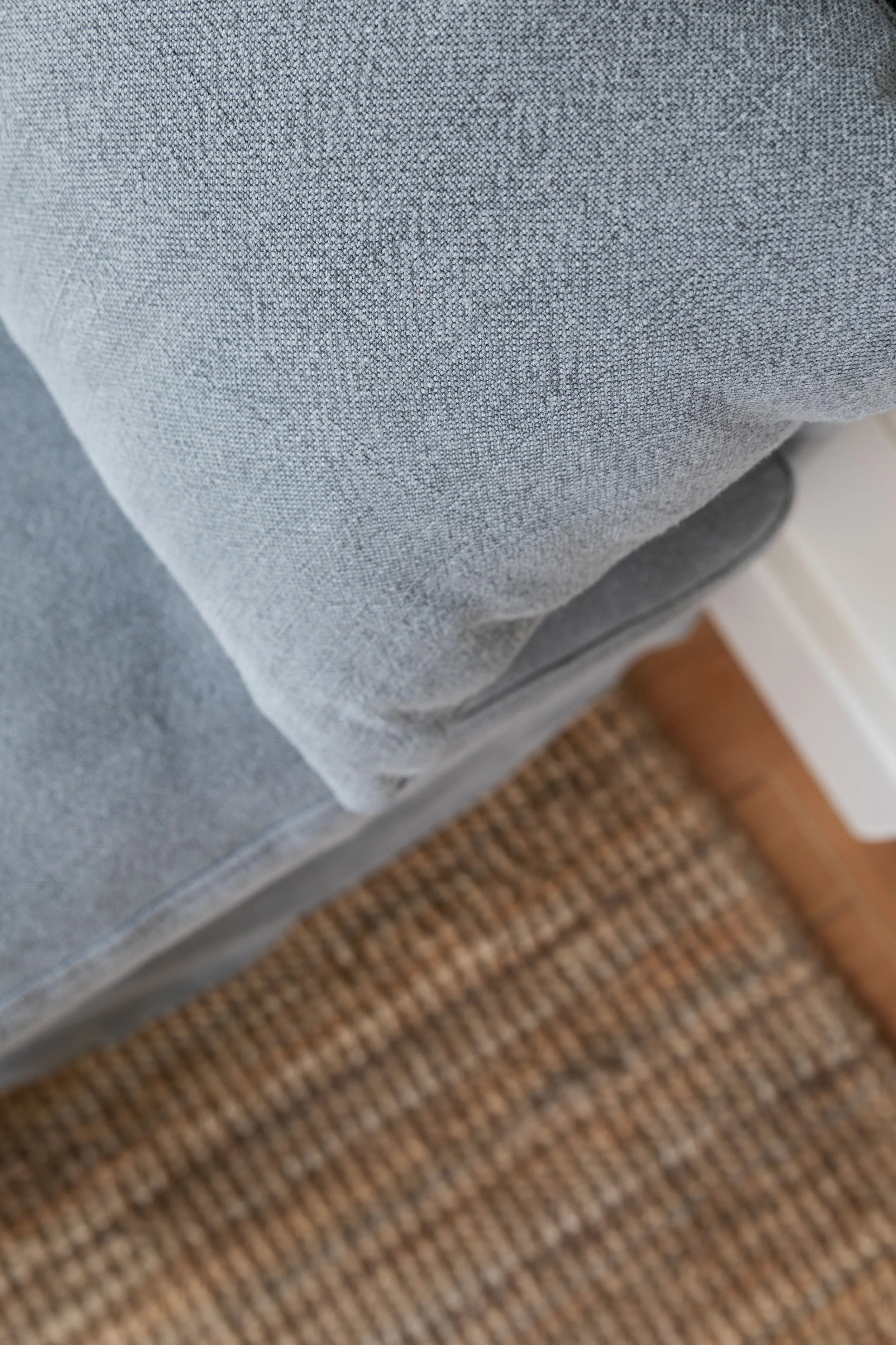 Small living room with linen sectional sofa