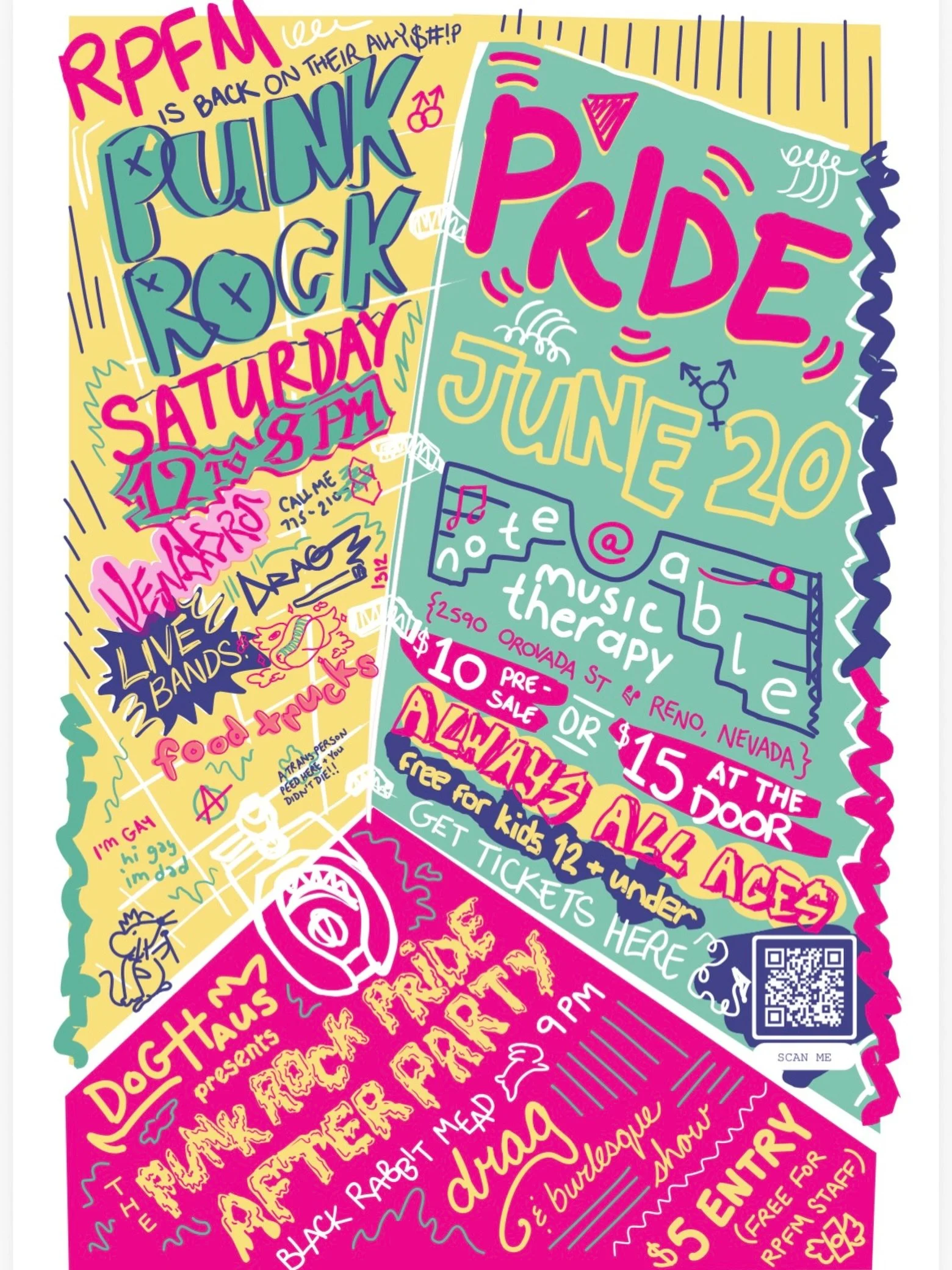 Are you ready for Punk Pride!?! Band &amp; Performer Announce soon! &hearts;️ Epic chaos 90s flyer designed by the lovely @skortskorts! Get yer presale tickets now. 💅
