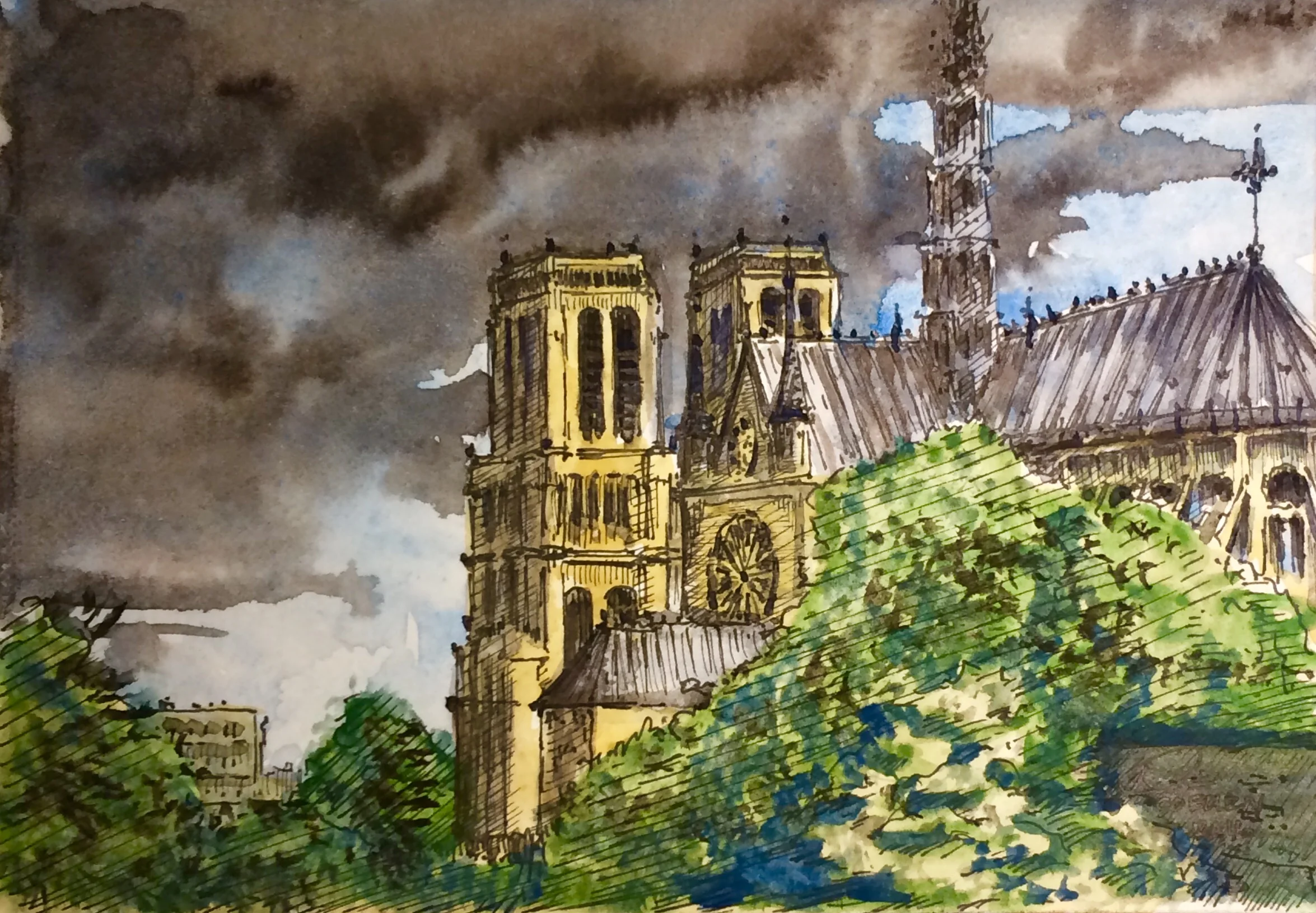 Notre Dame Paris - Watercolor 22cm x 17cm €PRICES ON REQUEST€