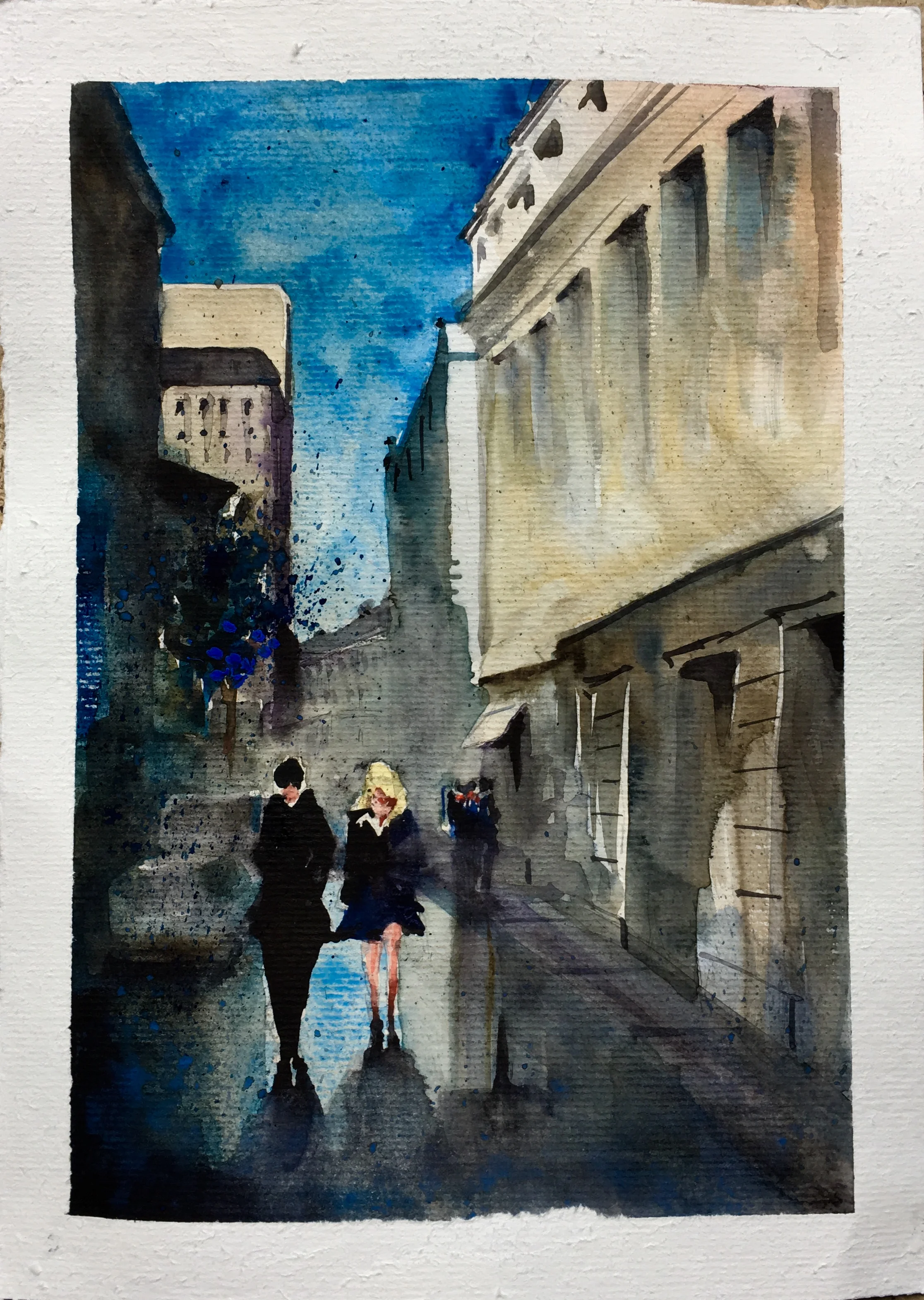 Paris After the Rain - Watercolor 22cmx17cm €SOLD€