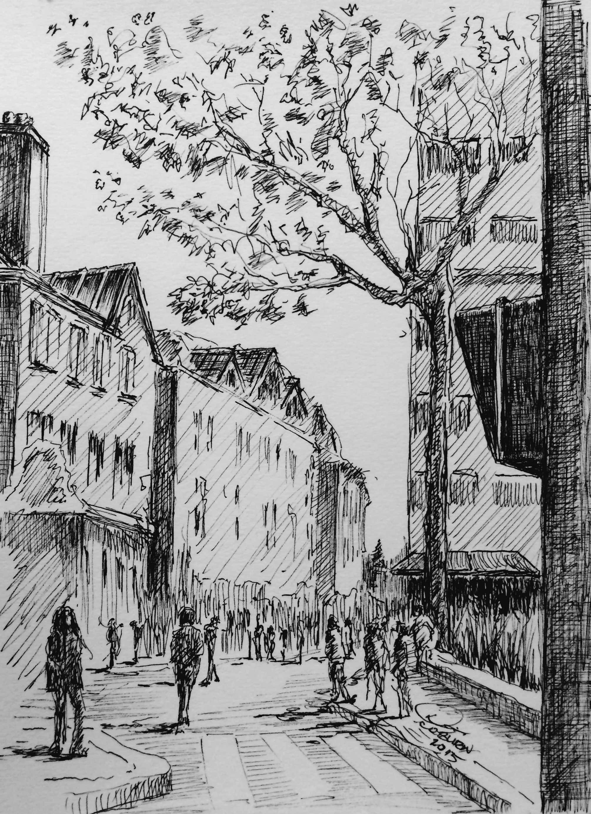Paris Perspective - Pen 'n Ink - 22cmx17cm €PRICES ON REQUEST€
