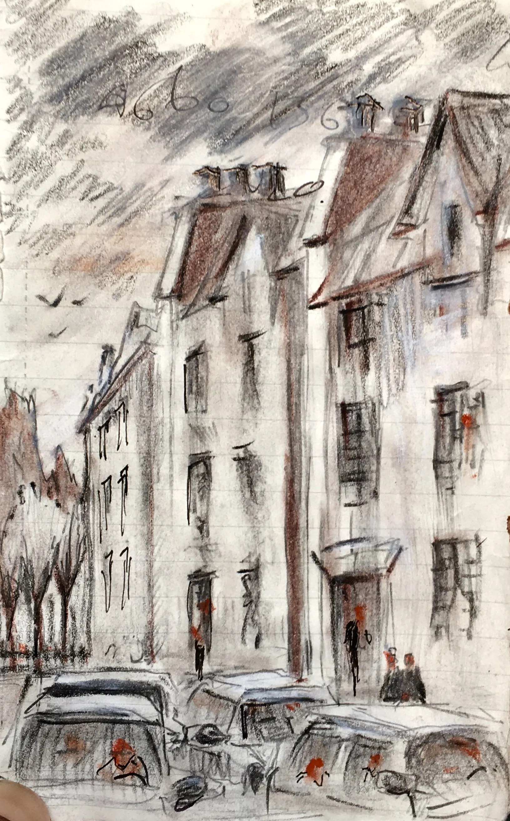 Aprés Vous - Ink/Charcoal/Chalk on lined paper 17cm x 11cm €PRICES ON REQUEST€