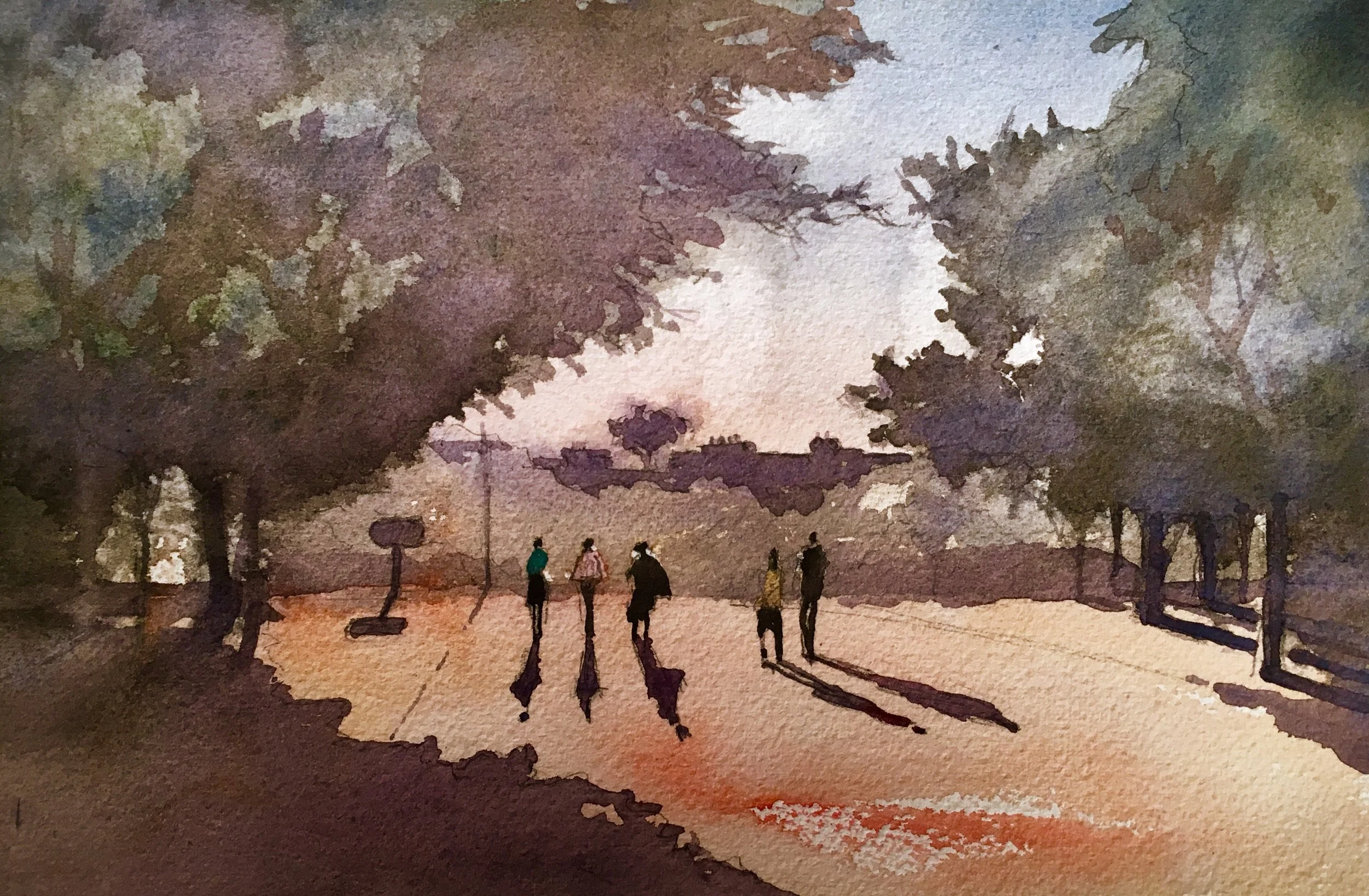Paris Parc Shadows - Watercolor 38cm x 26cm €PRICES ON REQUEST€