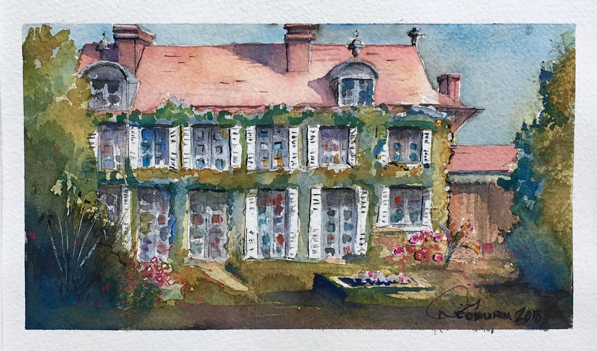 La Croix-Saint-Leufroy - Watercolor 22cm x 17cm €SOLD€