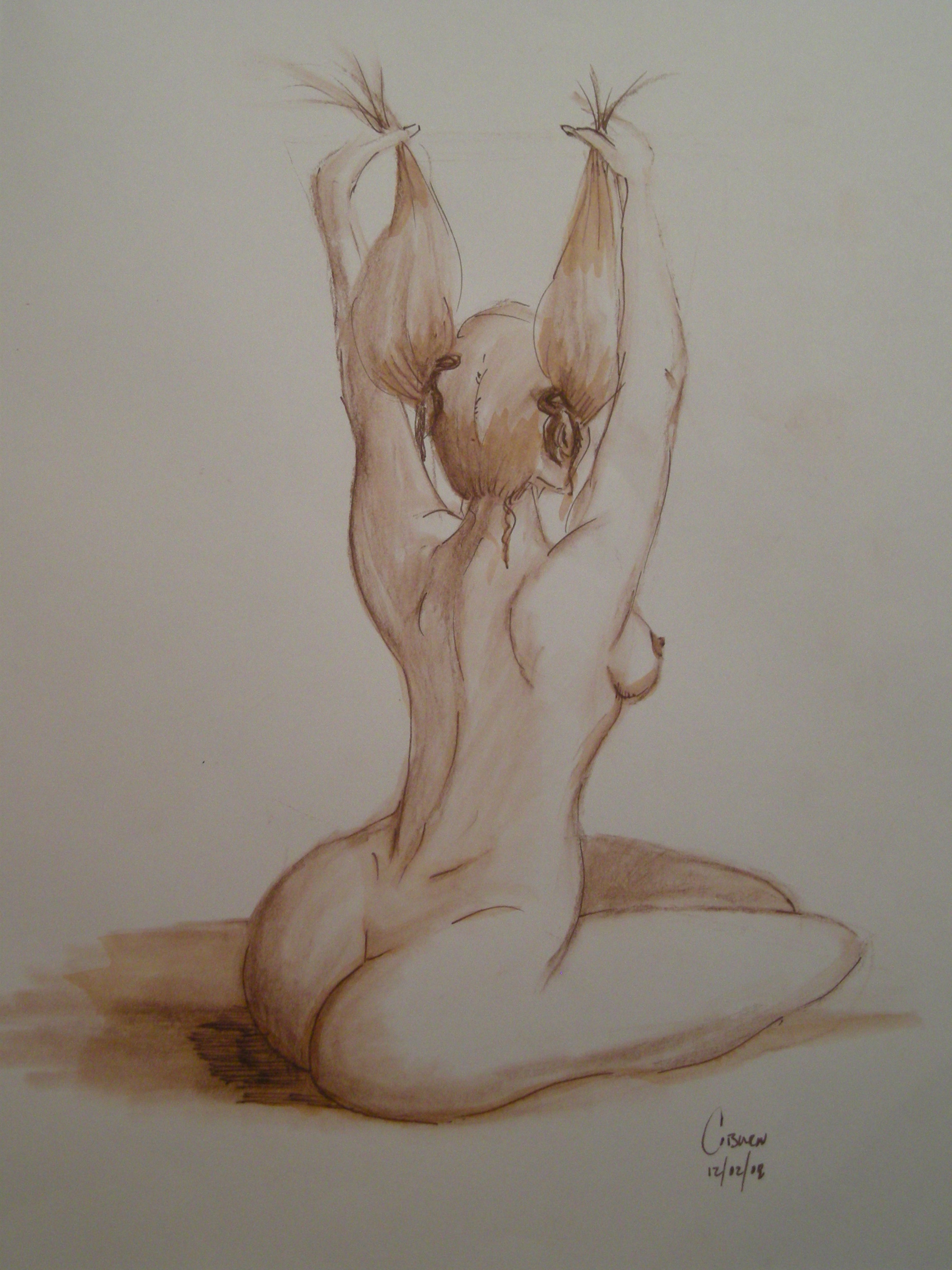 Ponytail Nude - Sepia Conté 36cm x 48cm €SOLD€
