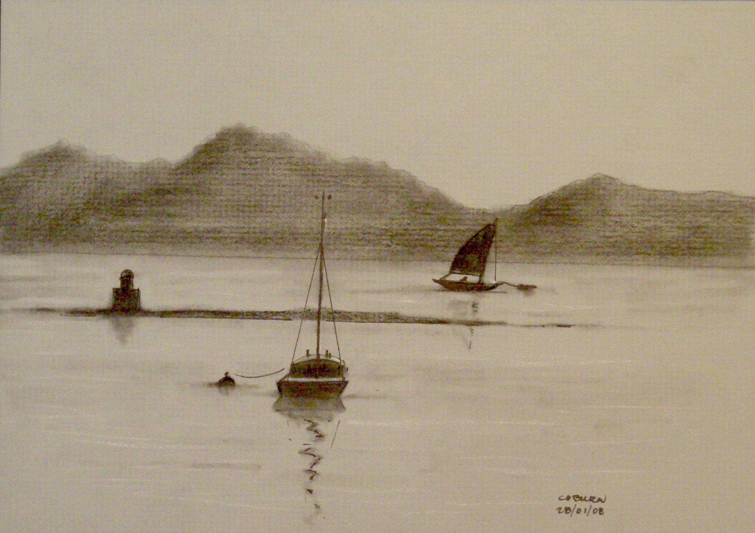 Boats in Brittany - Charcoal and Chalk 22cmx17cm €175