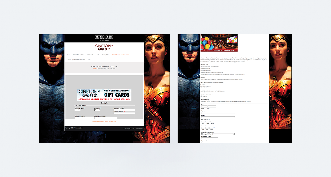 Existing Gift Card Purchase & Event Page