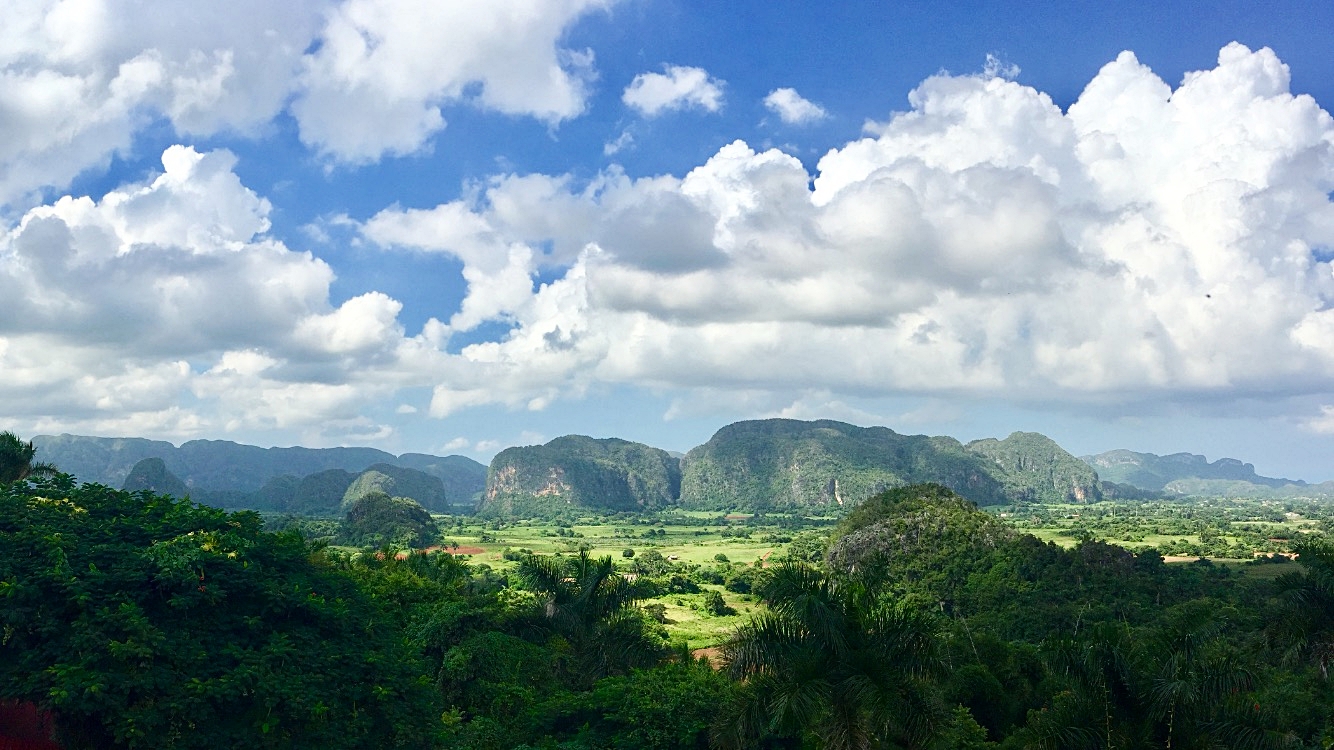 A view of the mogotes in Viñales Valley, a karstic depression located in the Sierra de los Órganos mountain range. Photograph by the author.