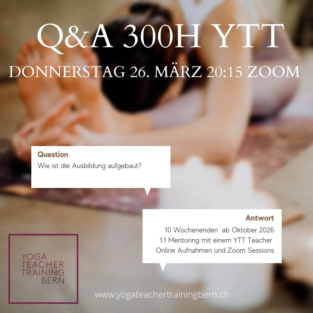 Habt ihr schon die Neuigkeiten gesehen? Im Oktober starten wir eine neue und einzigartig durchdachte 300h Advanced Yoga Ausbildung.
Vertiefungen in allen Bereichen mit ganz viel Praxis, Austausch und 1:1 Mentoring 🌱

Komm doch am Donnerstag 20:15 Uh
