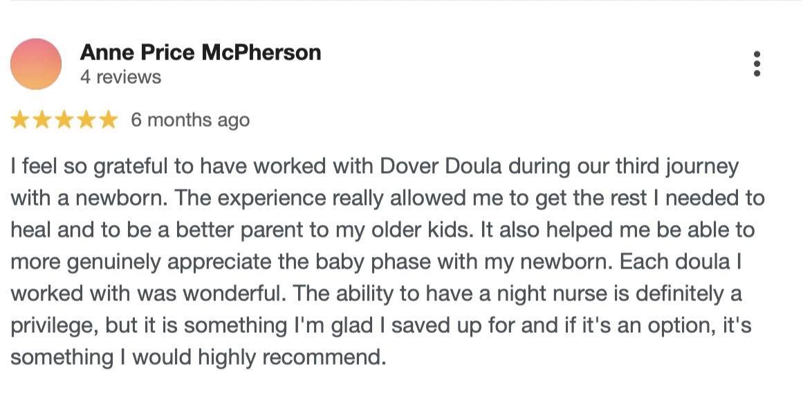 Dover Doula - night nurse