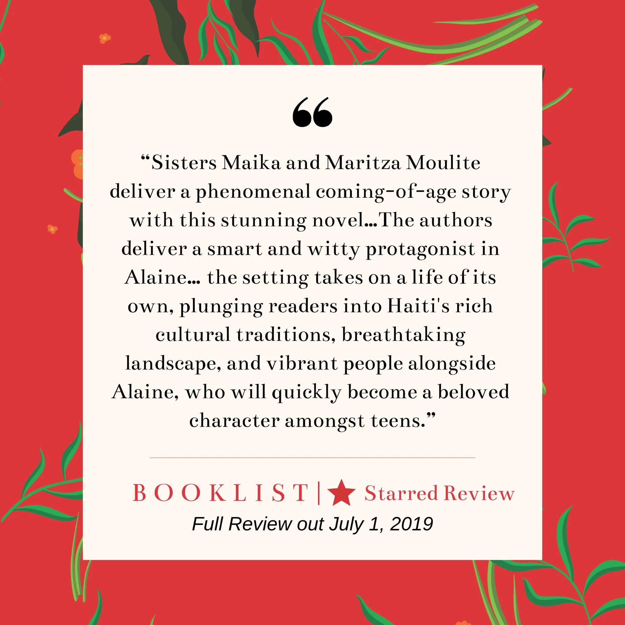 Booklist STARRED Review for DEAR HAITI, LOVE ALAINE