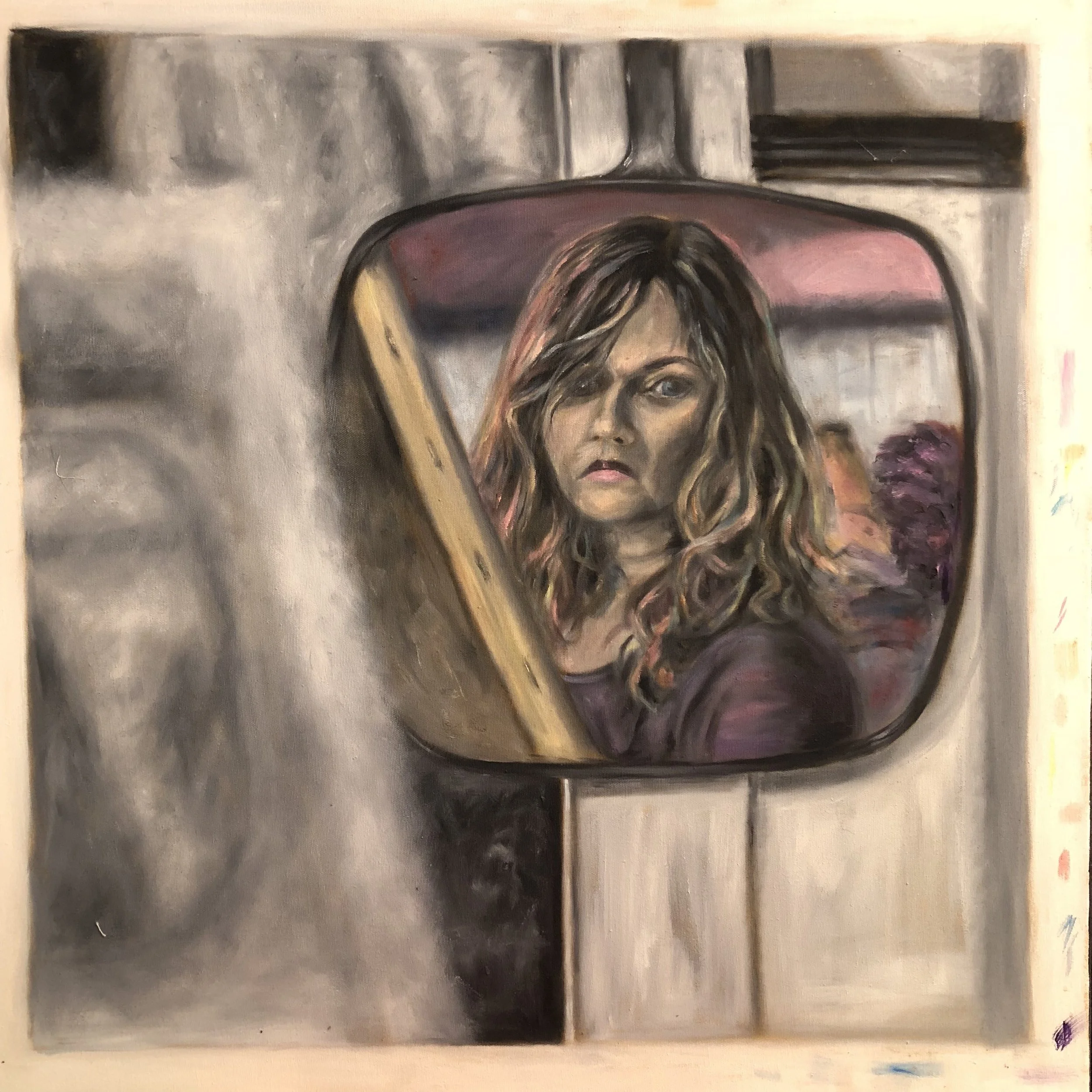 "Hand Colored Self-Portrait" oil on canvas 28"x28"