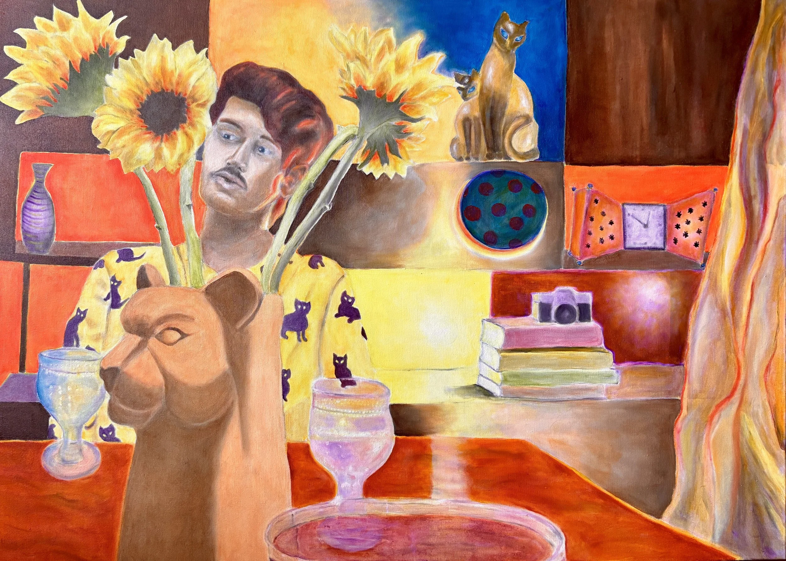 Nicky and Sunflowers oil on canvas 32"x40"