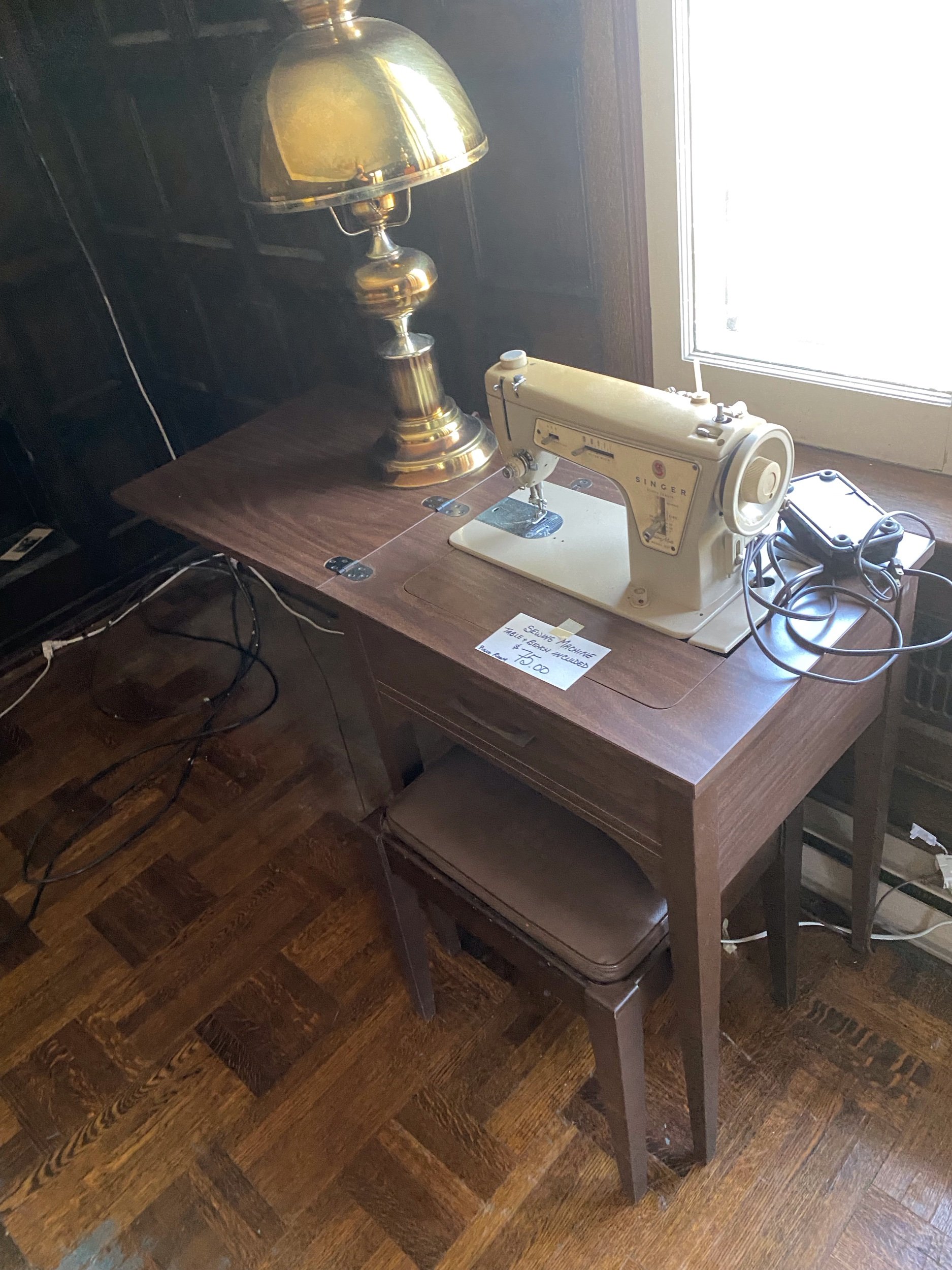 Singer Sewing machine, table and bench