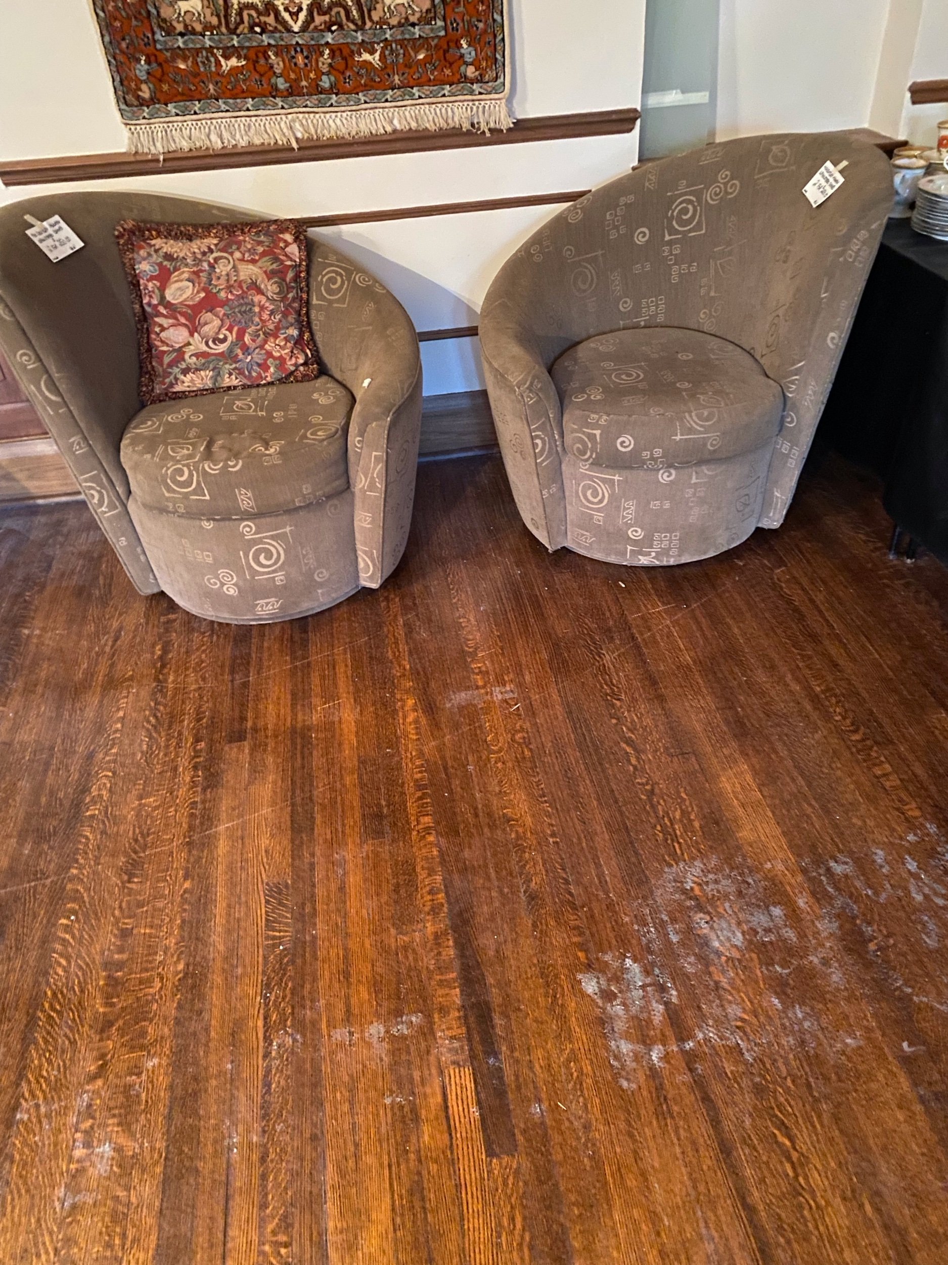 Pair of mid century modern swivel chairs