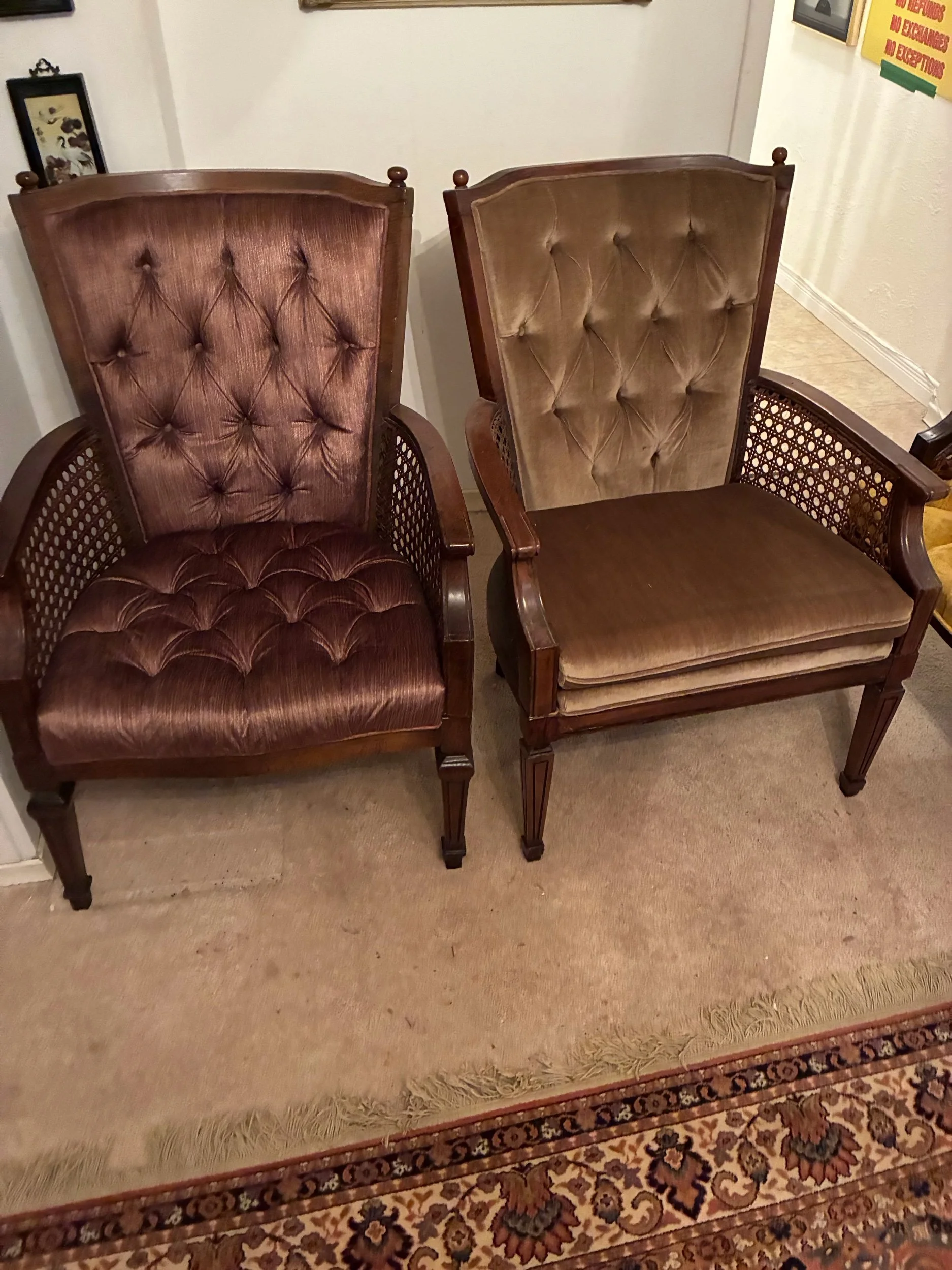 Lot 43 - Two tufted side chairs