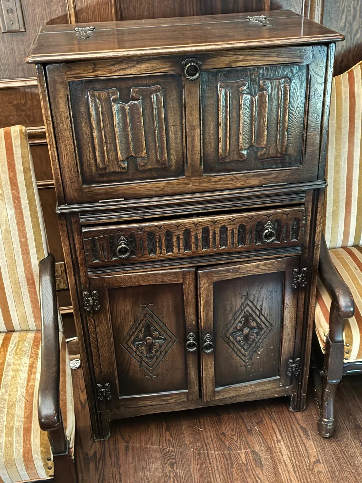 Solid Antique Oak Bar $75
