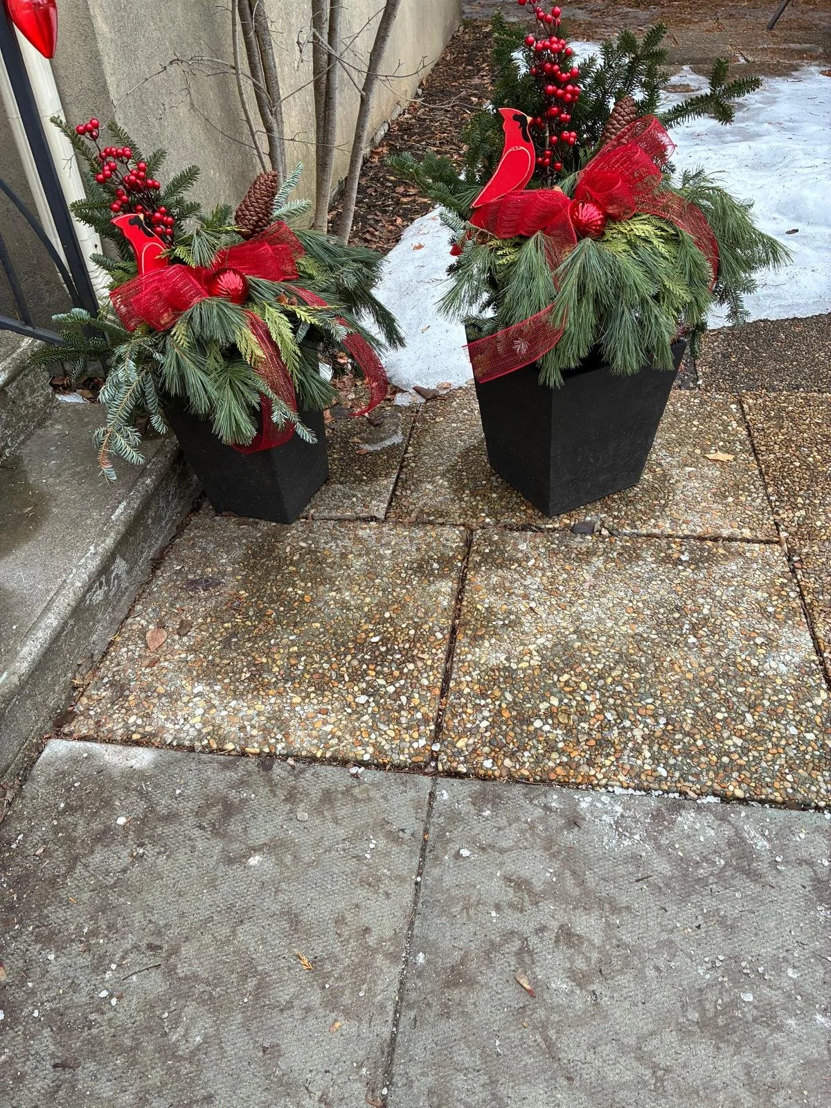 2 Christmas Planters $60