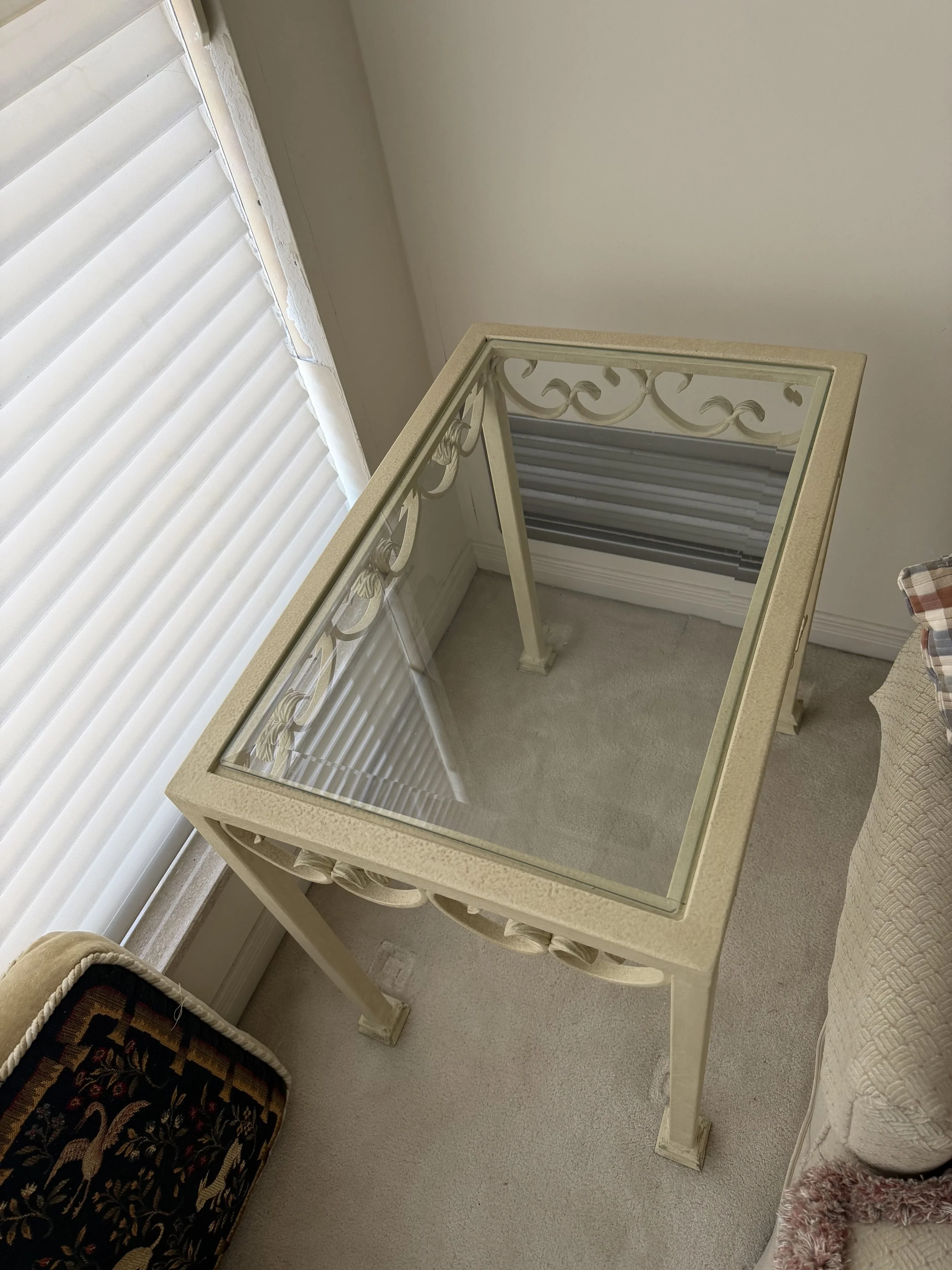 Metal Side Table with Glass Top