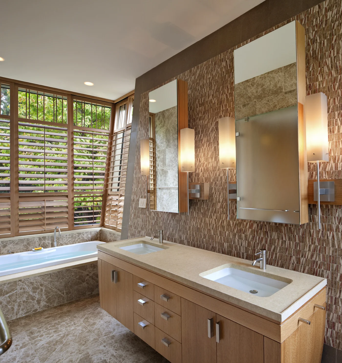Domestic water heated with solar collector, and room handled with natural daylighting, Floating Peak House